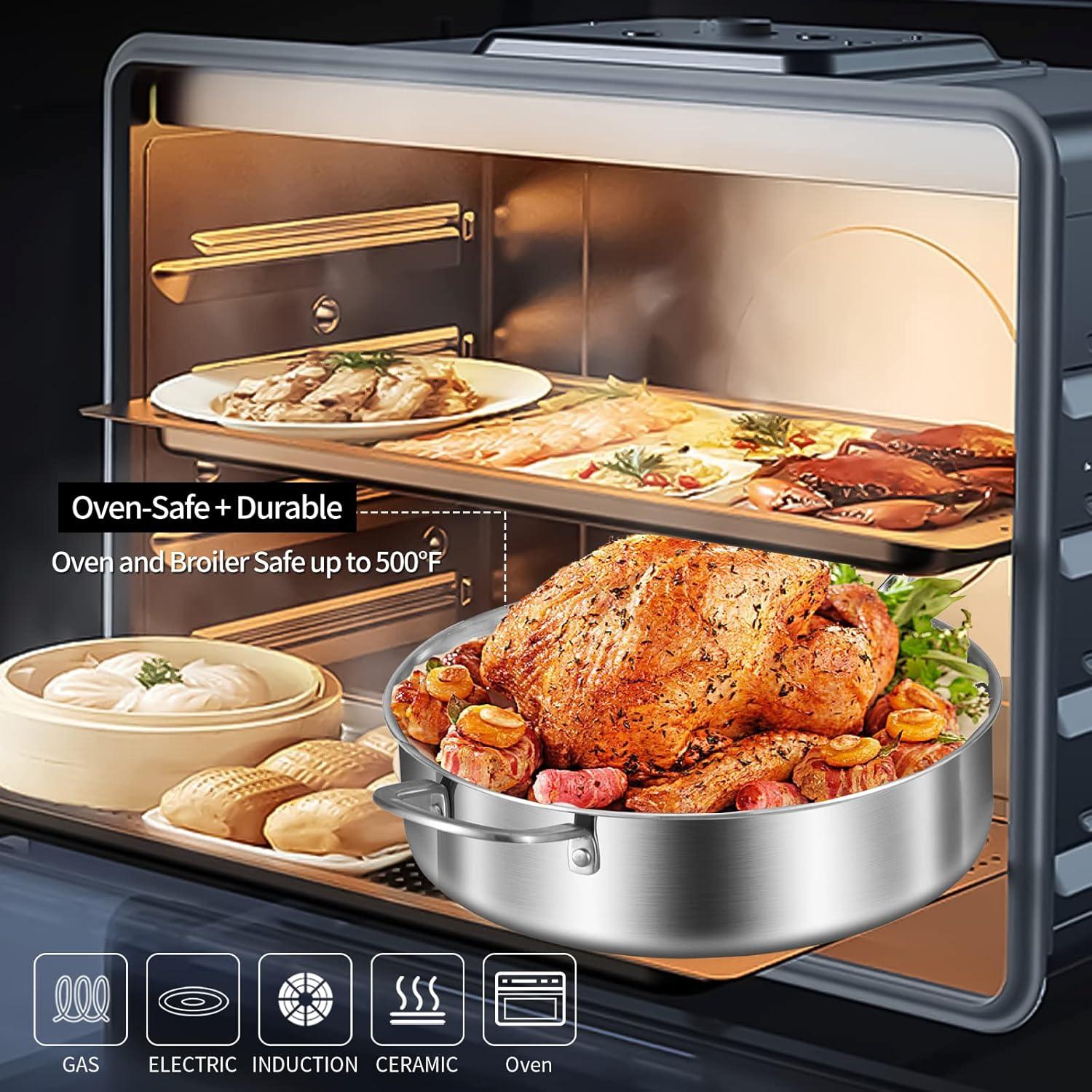 Sartén Profunda de Acero Inoxidable 6QT LOLYKITCH con Tapa