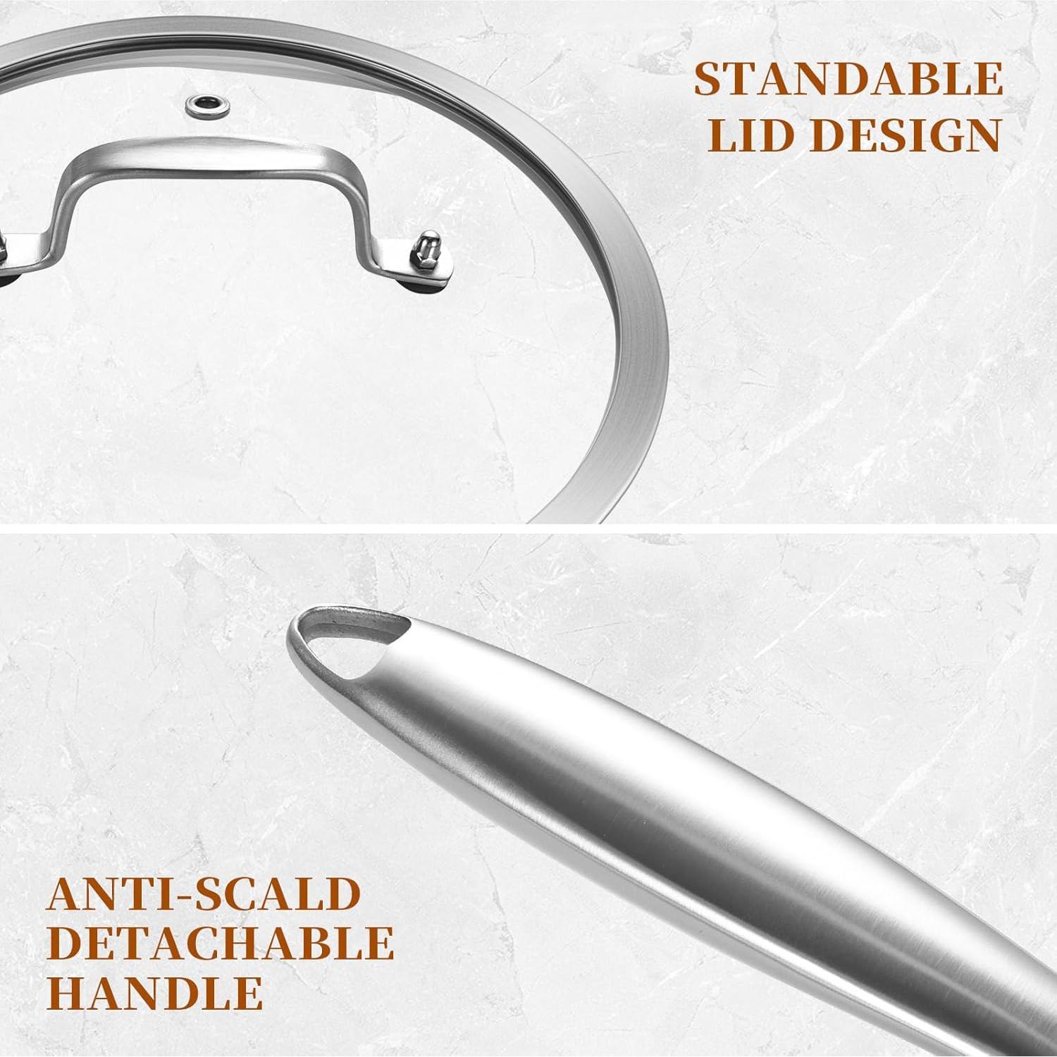 Sartén Profunda de Acero Inoxidable 6QT LOLYKITCH con Tapa