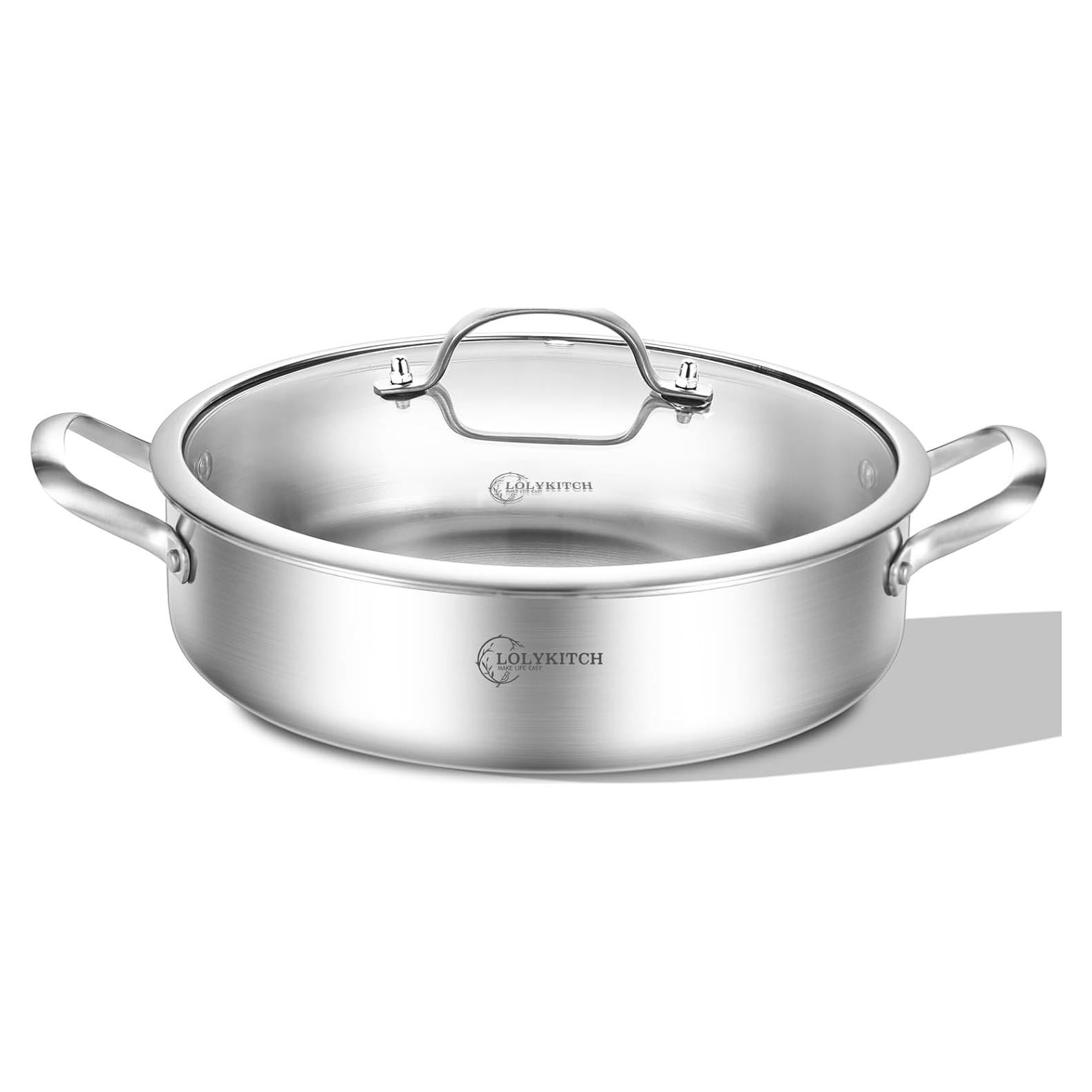 Sartén de Acero Inoxidable 7L LOLYKITCH Tri-Ply 30cm con Tapa