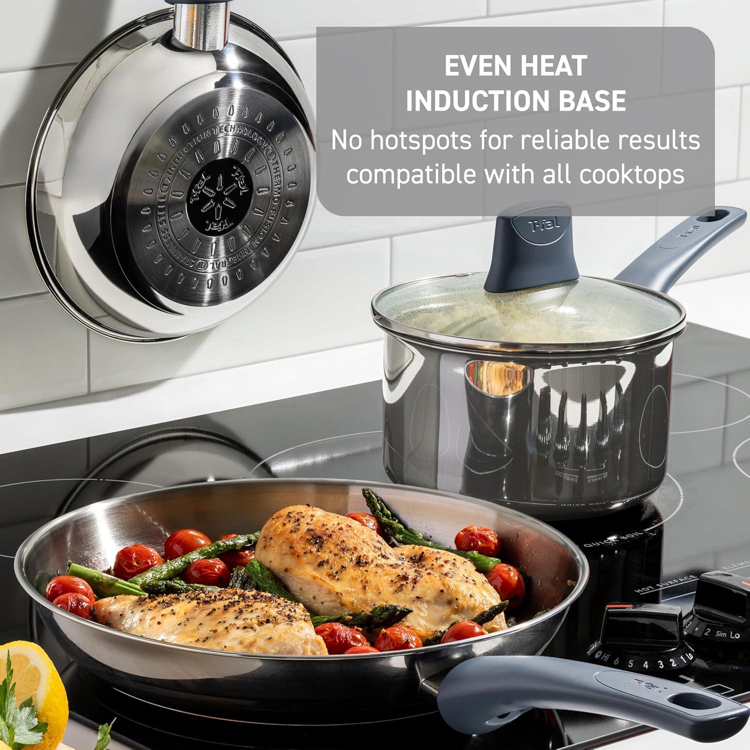 Juego de Sartenes de Acero Inoxidable T-fal Essentials 2 Pzs