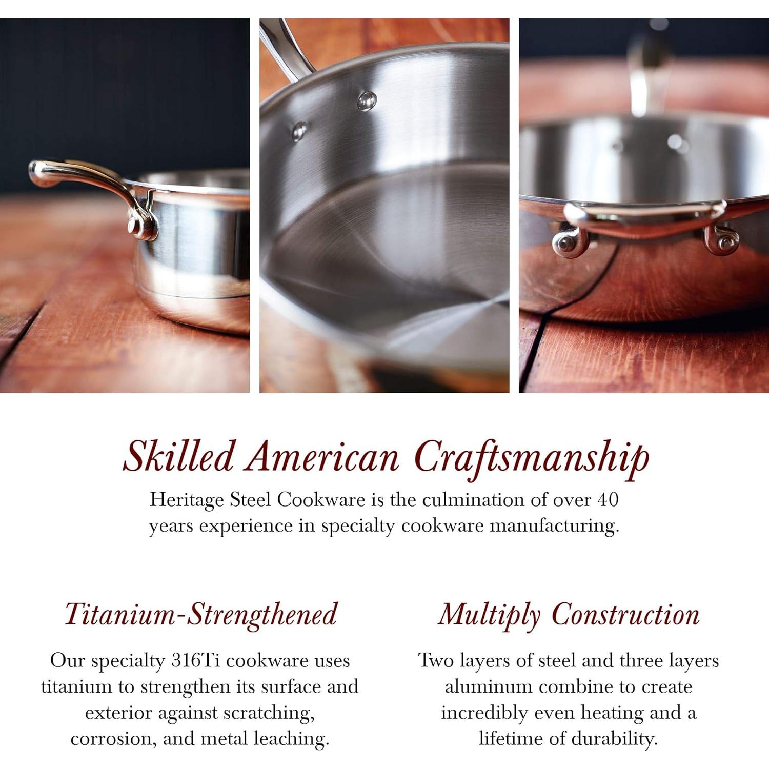 Sartén Heritage Steel 26.7 cm con tapa - Acero Inoxidable 316Ti