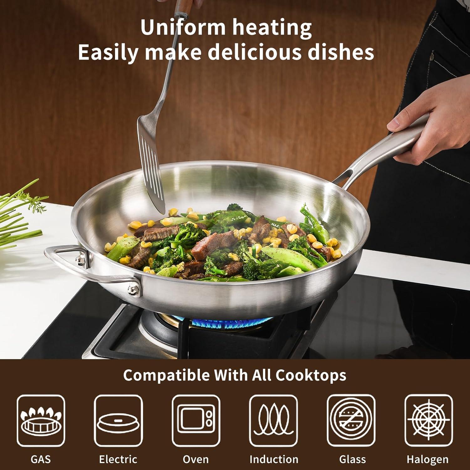 Sartén de Acero Inoxidable MOUTIUS 25.4 cm con Tapa