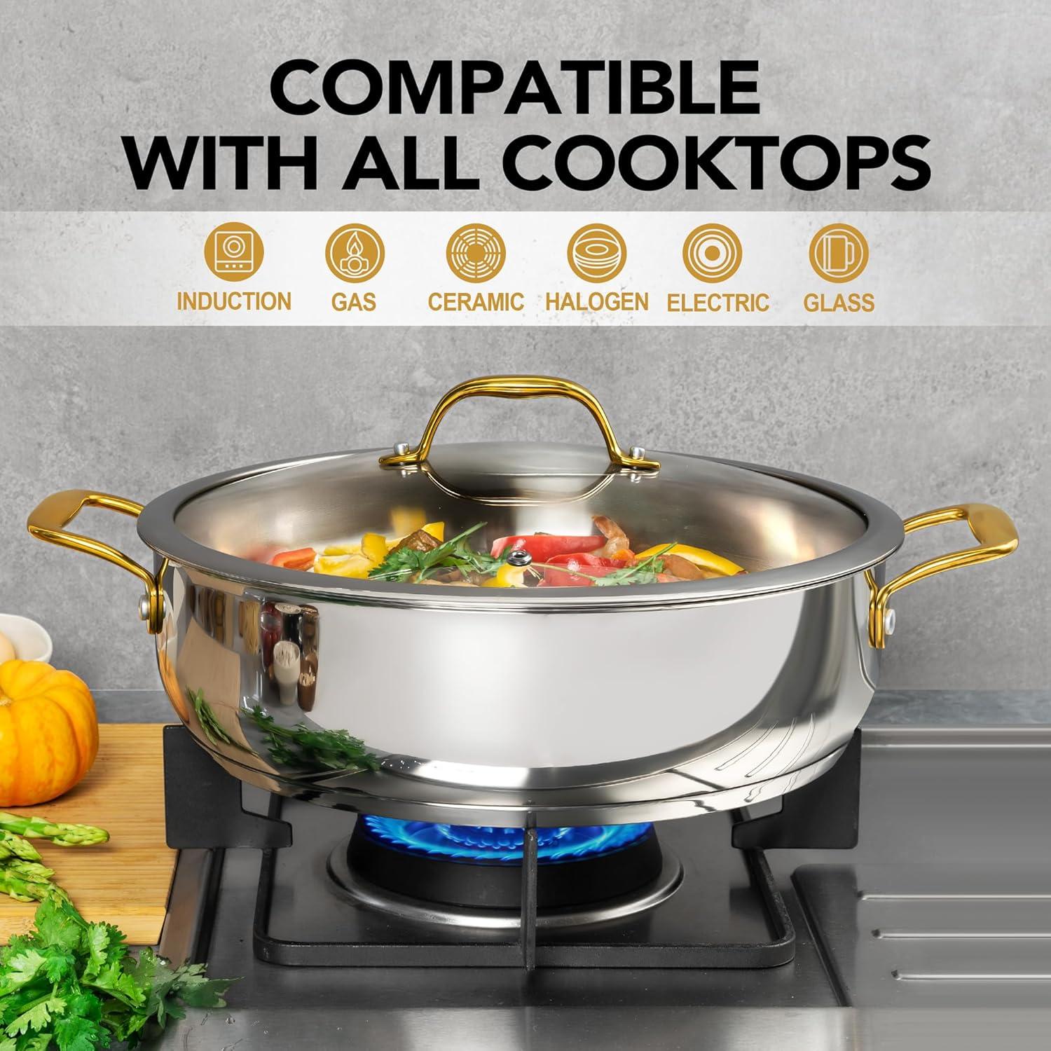 Sartén de Acero Inoxidable MICHELANGELO 30.48 cm 6L con Tapa