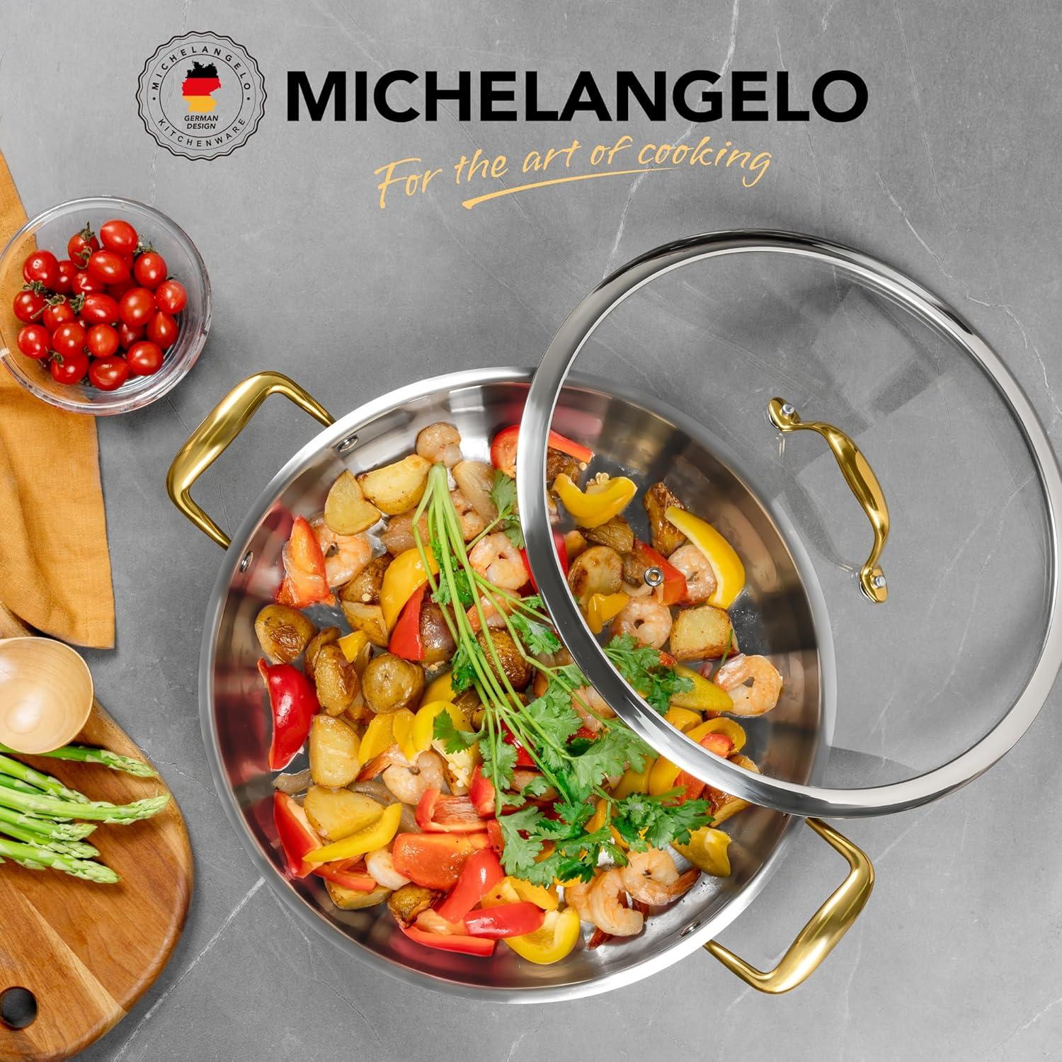 Sartén de Acero Inoxidable MICHELANGELO 30.48 cm 6L con Tapa