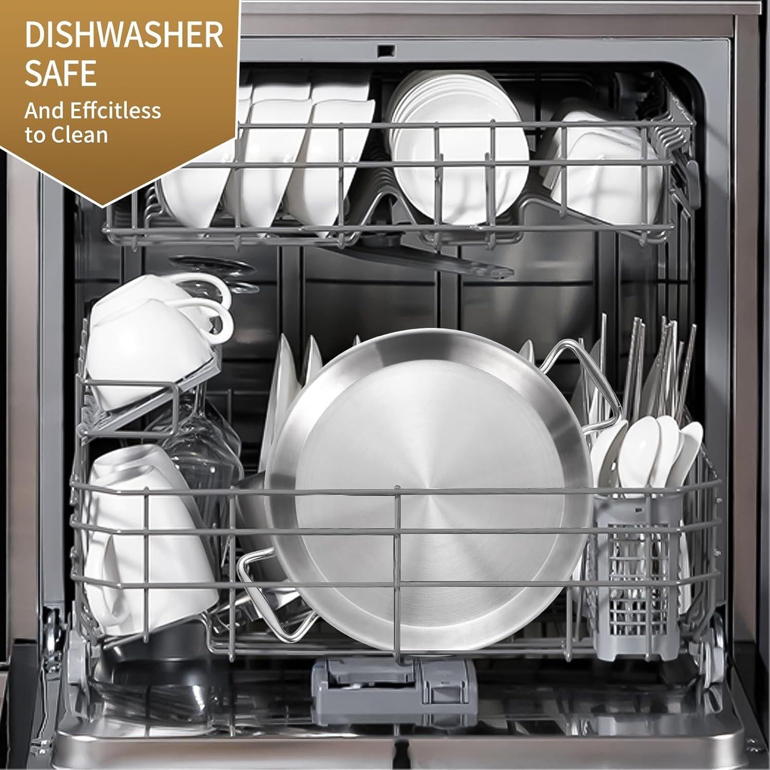 Sartén de Acero Inoxidable 33 cm LOLYKITCH, Apta para Horno y Lavavajillas