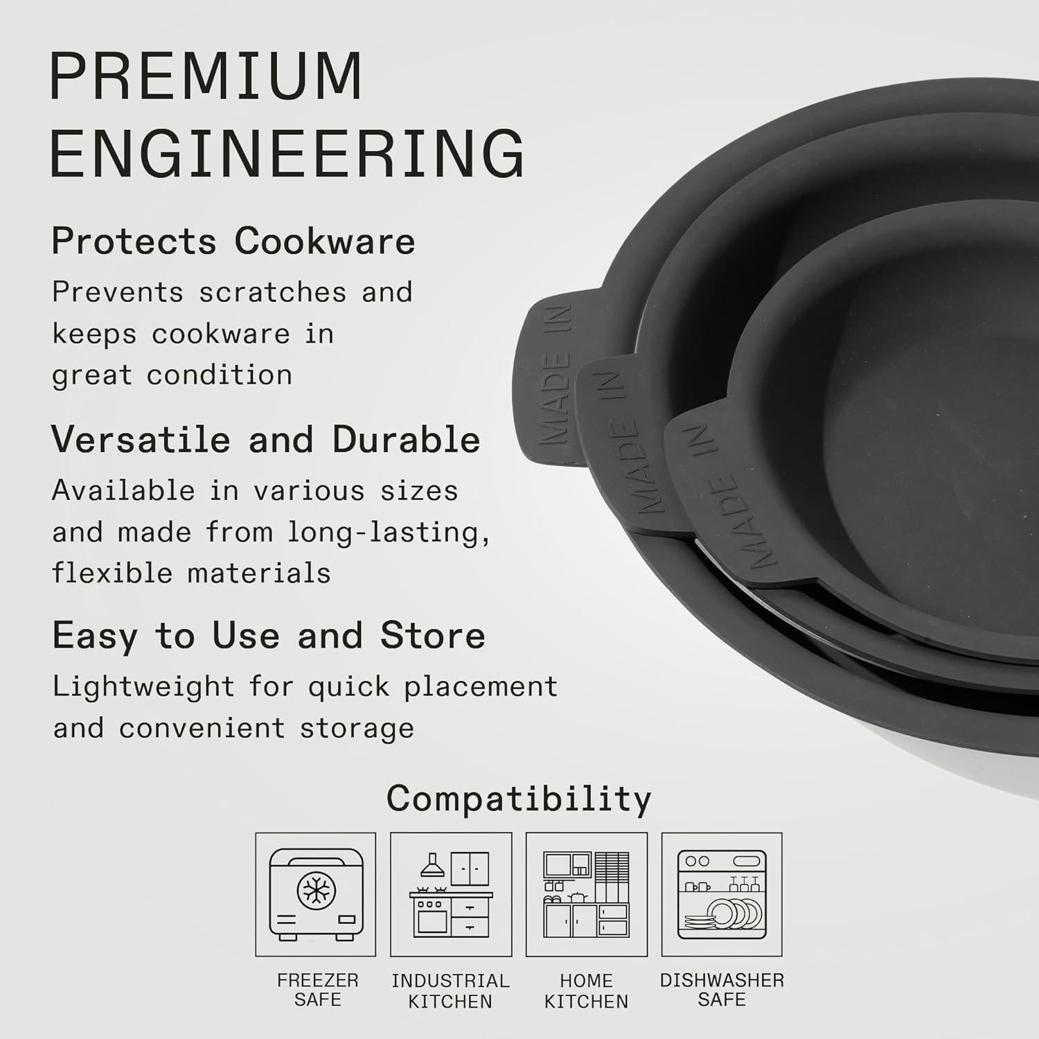 Set de Protectores de Sartén Made In - 3 Piezas Grafito - Silicona