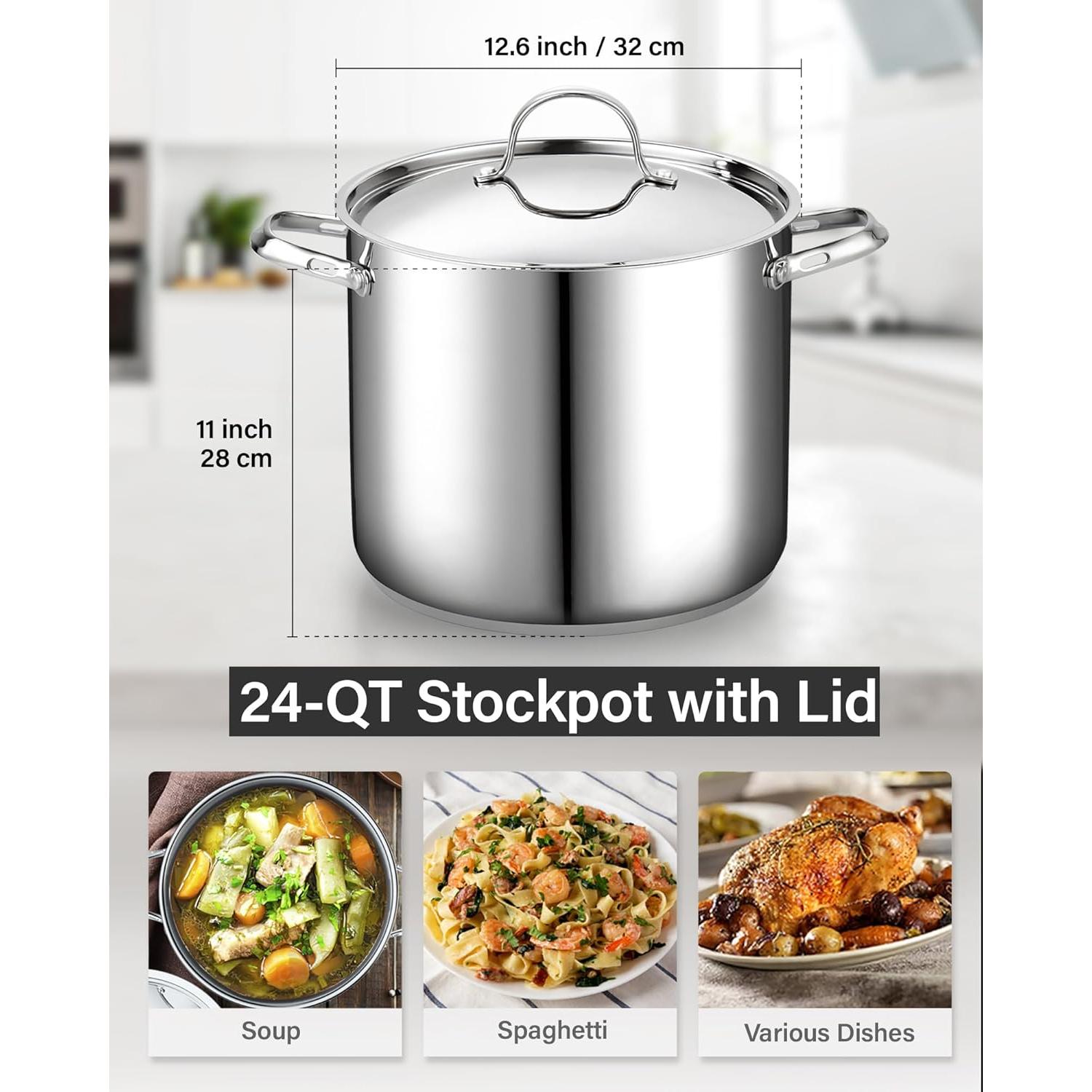 Olla de Acero Inoxidable Cooks Standard 24 Cuartos con Tapa