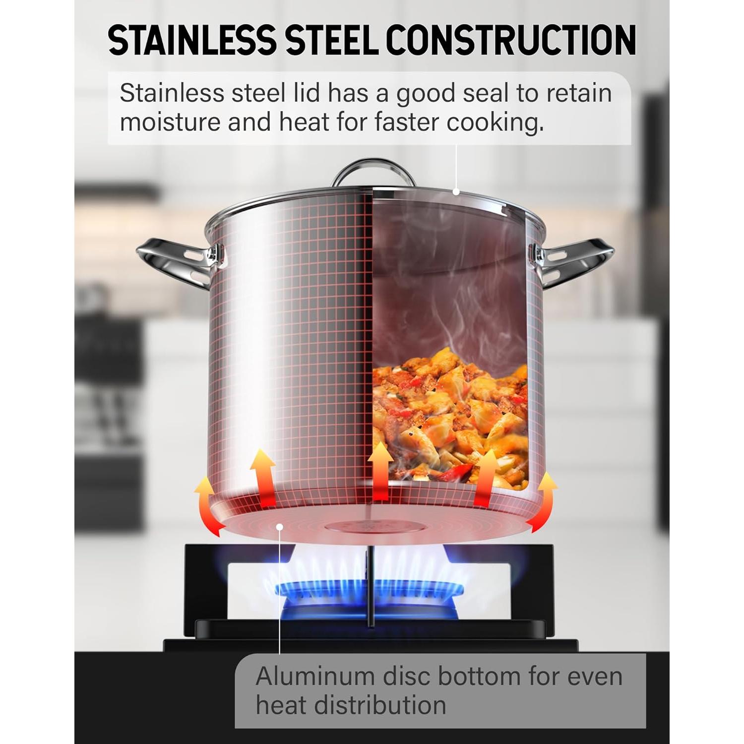 Olla de Acero Inoxidable Cooks Standard 24 Cuartos con Tapa