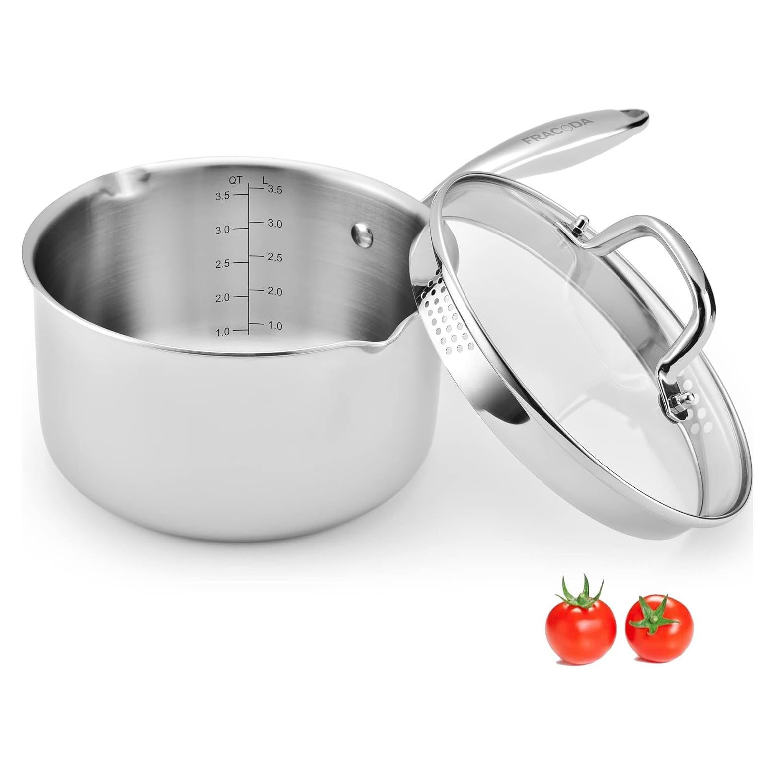 Olla de acero inoxidable Fracoda 3.5 QT con tapa colador