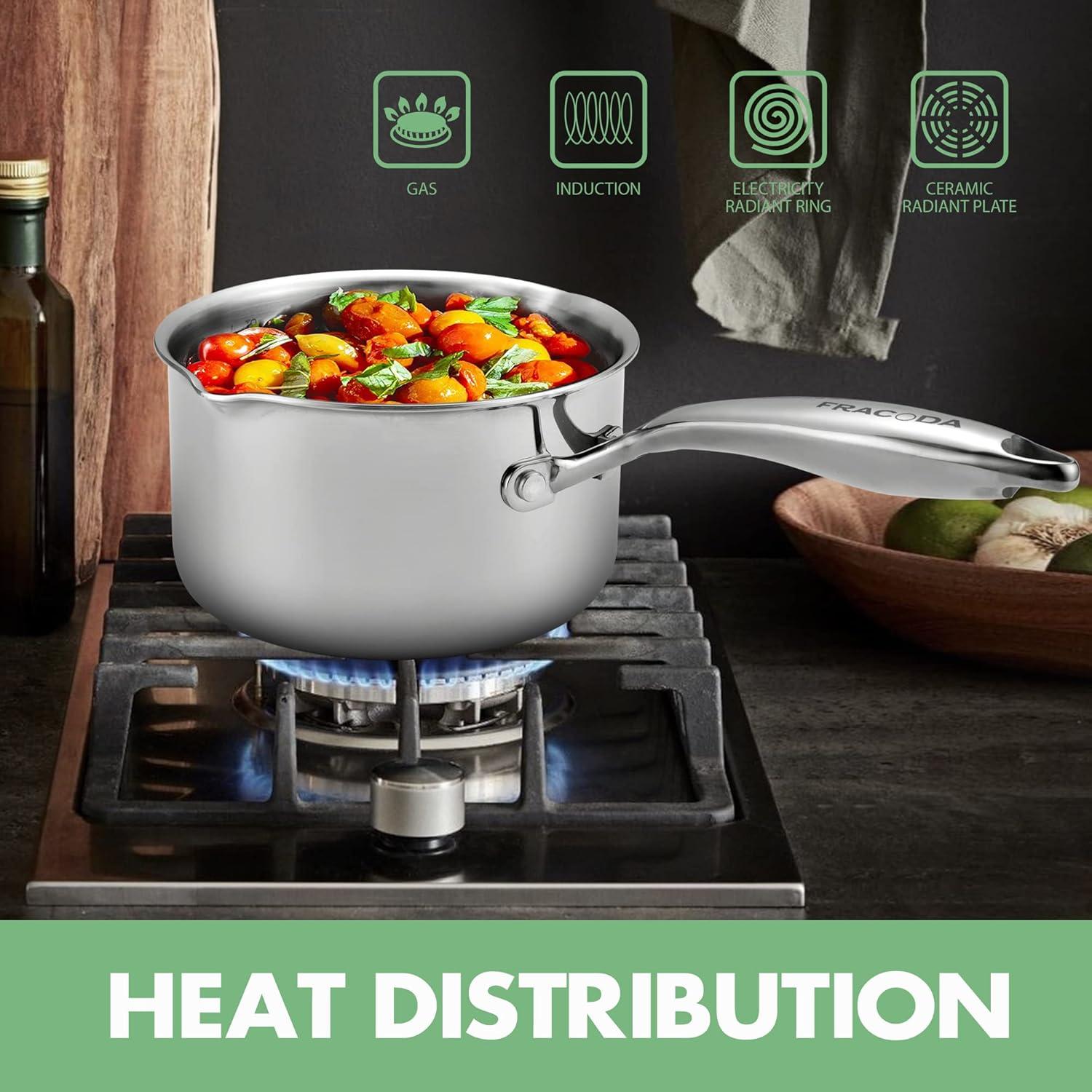 Olla de acero inoxidable Fracoda 3.5 QT con tapa colador