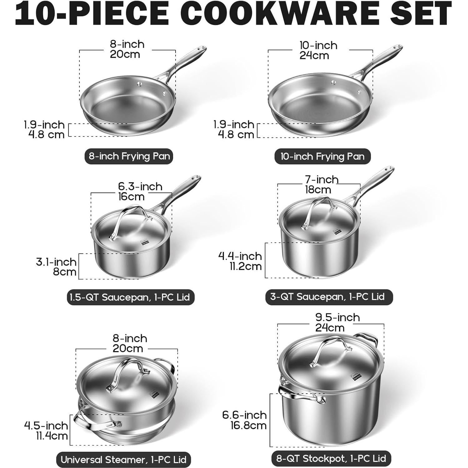 Conjunto de Utensilios de Cocina Cooks Standard 10 Piezas Acero Inoxidable
