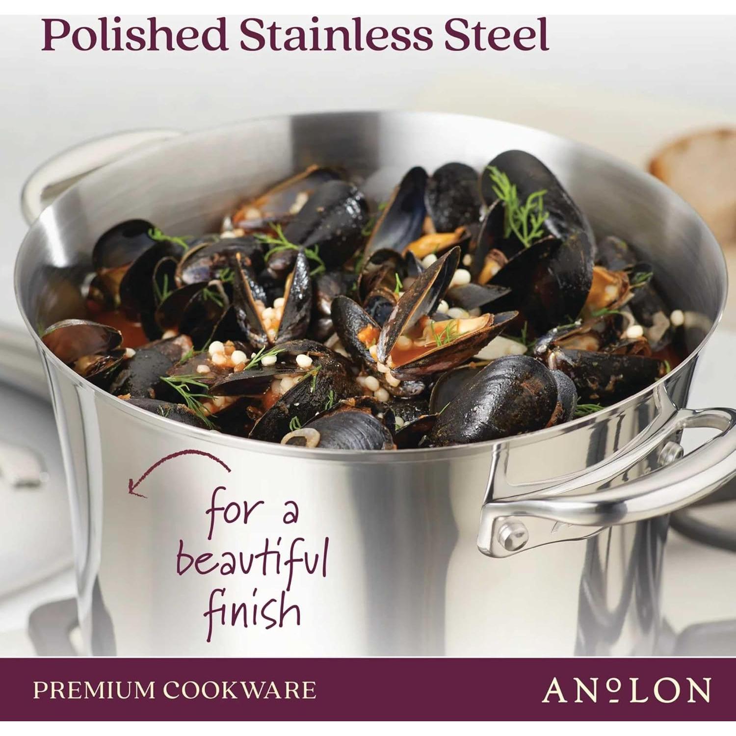 Conjunto de Sartenes Anolon Nouvelle Acero Inoxidable 20 y 24 cm