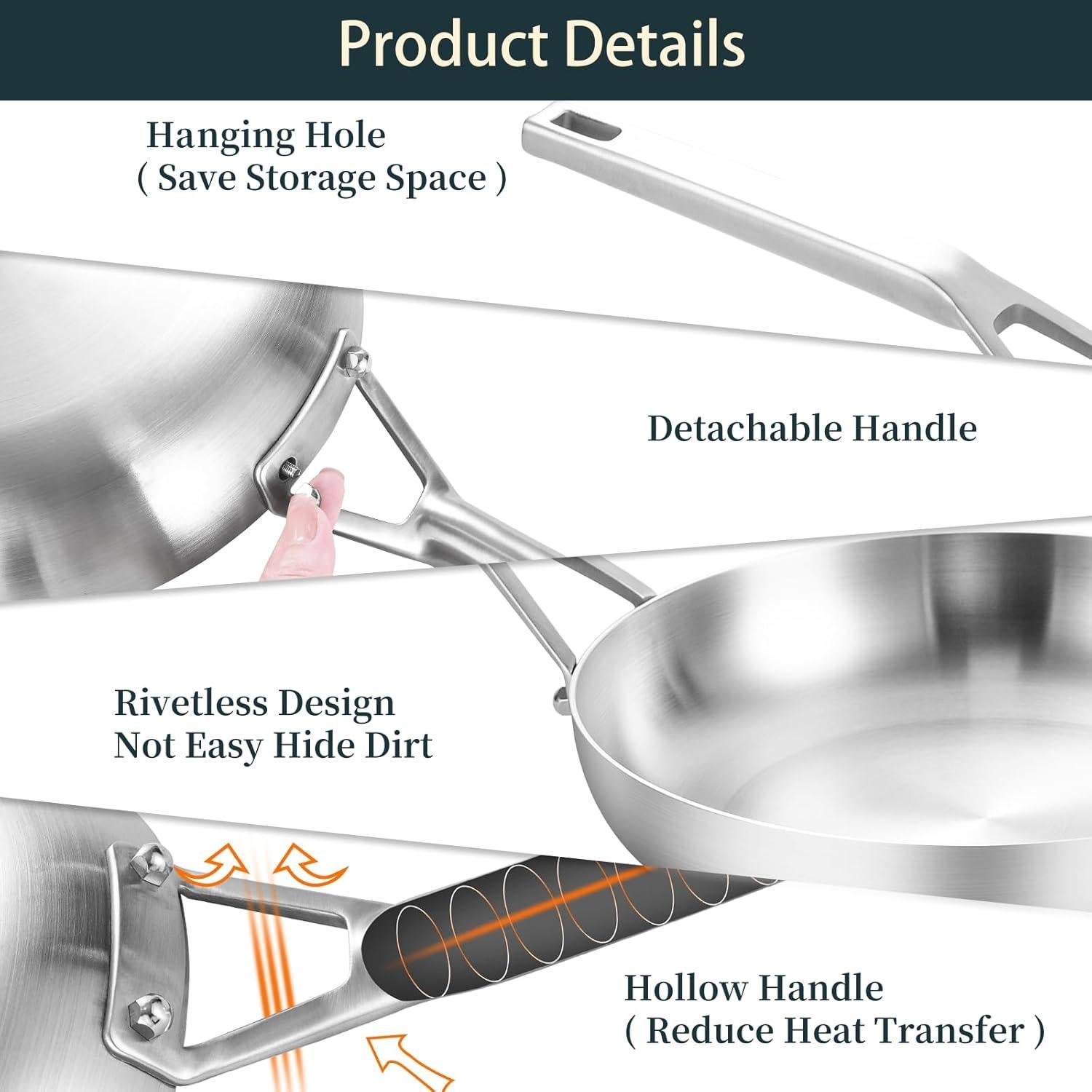 Juego de Sartenes Yeksum Acero Inoxidable 20 cm y 25 cm