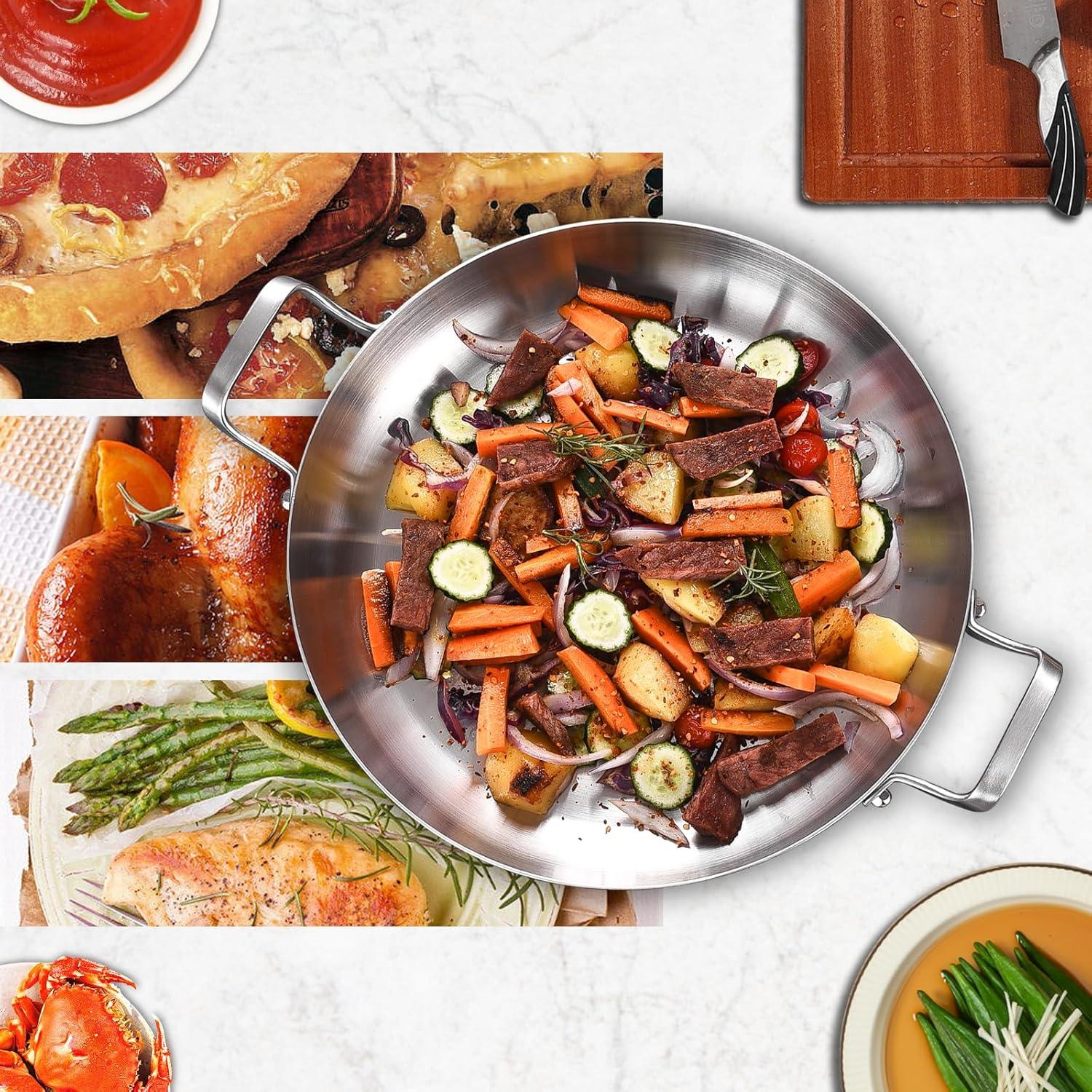 Sartén de Acero Inoxidable Inqibee 35 cm con Tapa Vidrio