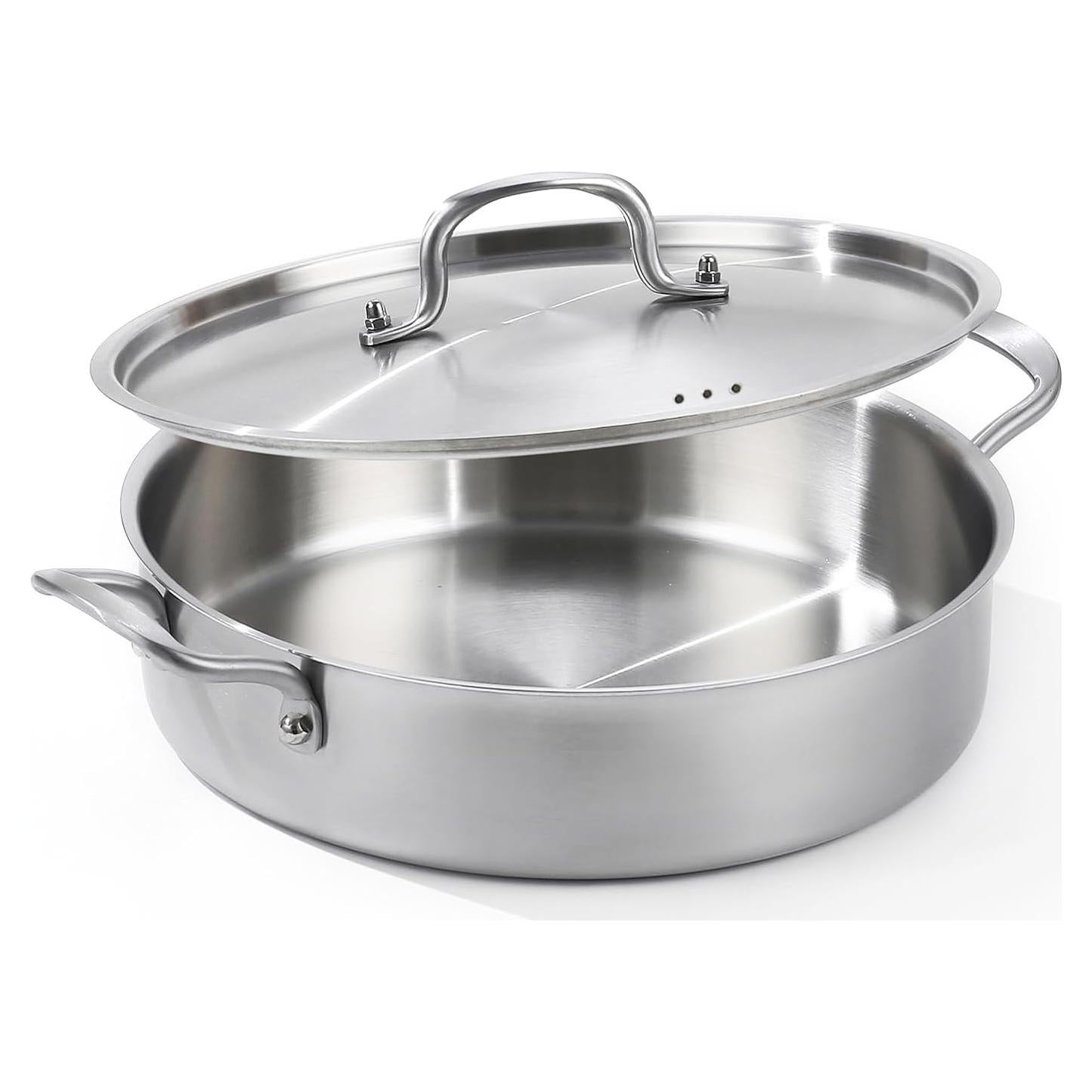 Sartén Profunda Yeksum de Acero Inoxidable 7QT con Tapa