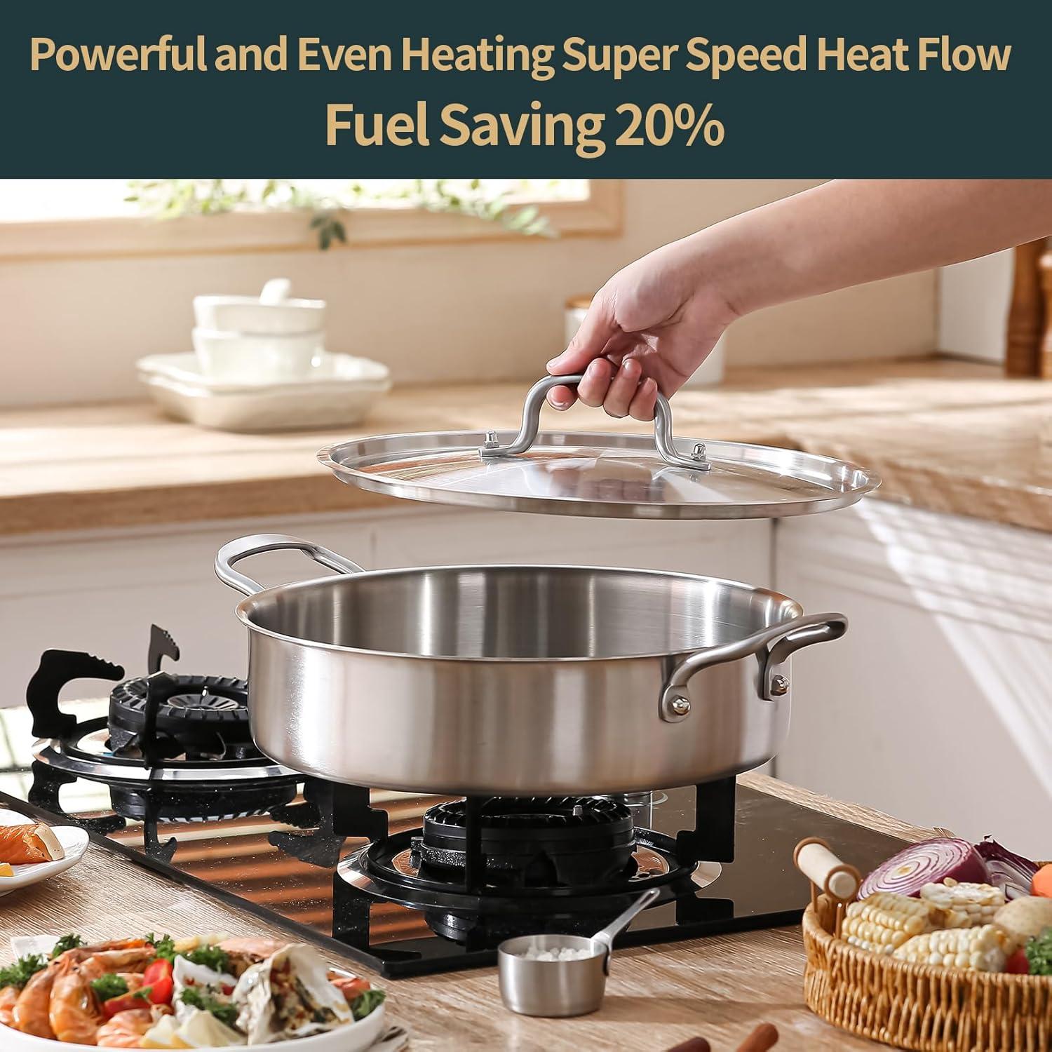 Sartén Profunda Yeksum de Acero Inoxidable 7QT con Tapa