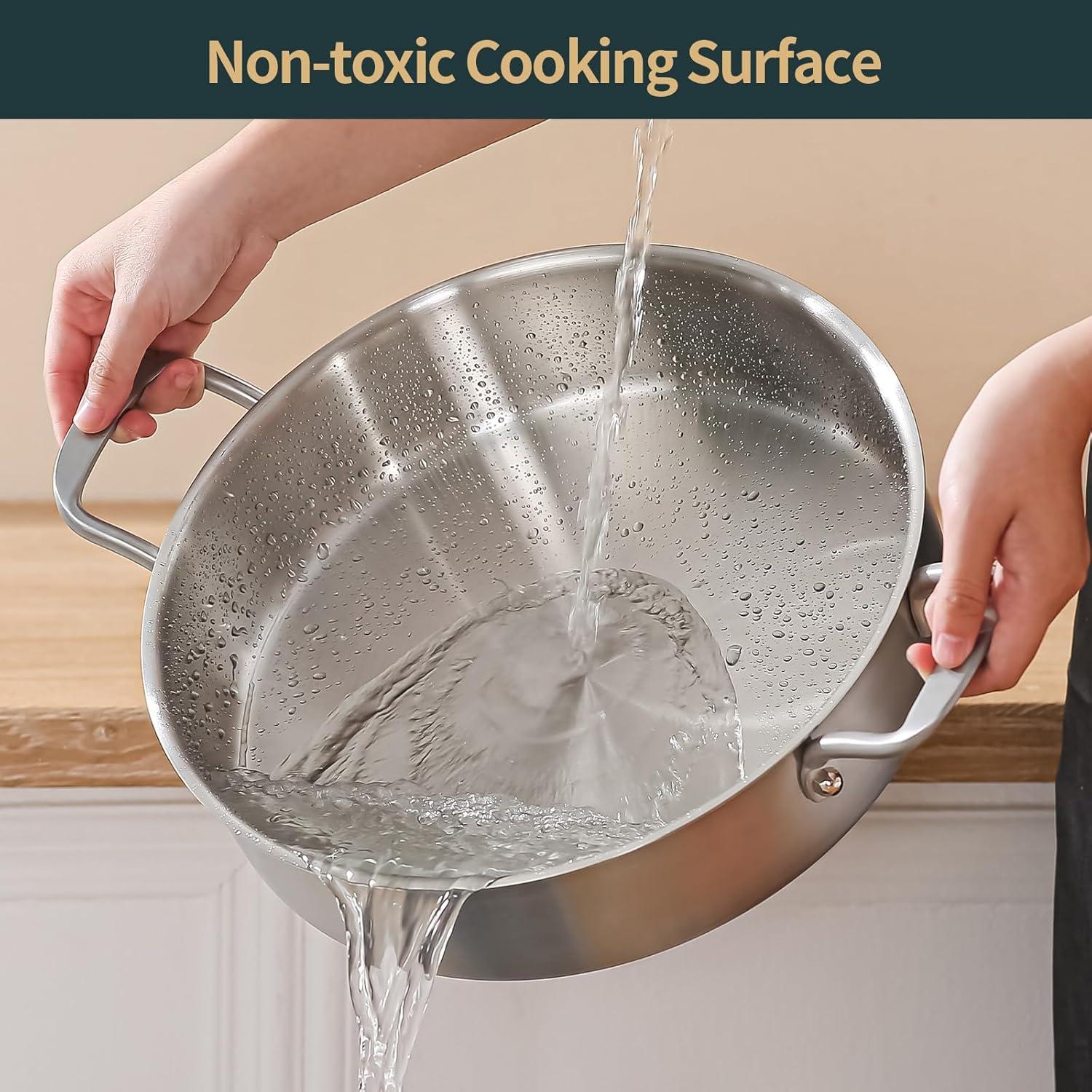 Sartén Profunda Yeksum de Acero Inoxidable 7QT con Tapa