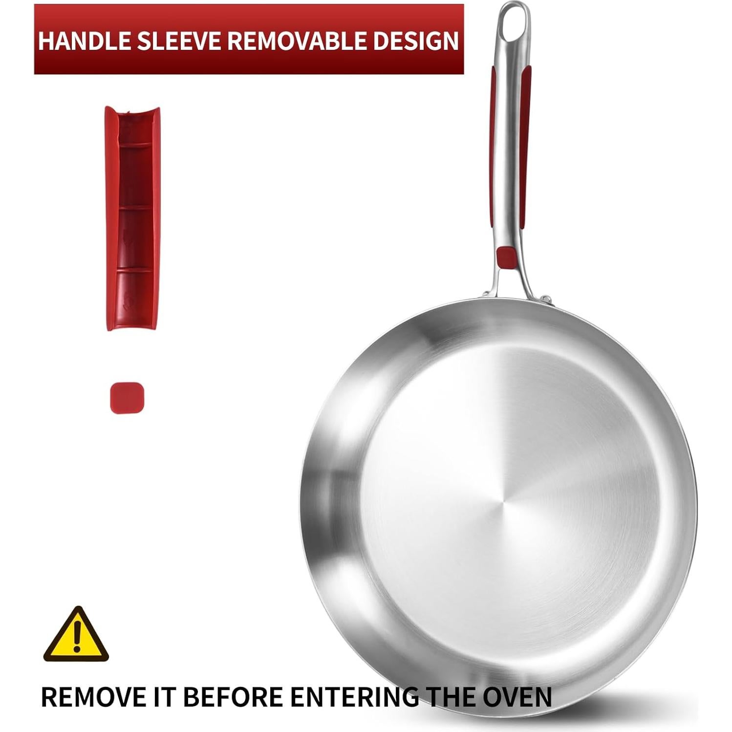 Sartén Grande Inqibee 14" Acero Inoxidable con Tapa y Mango