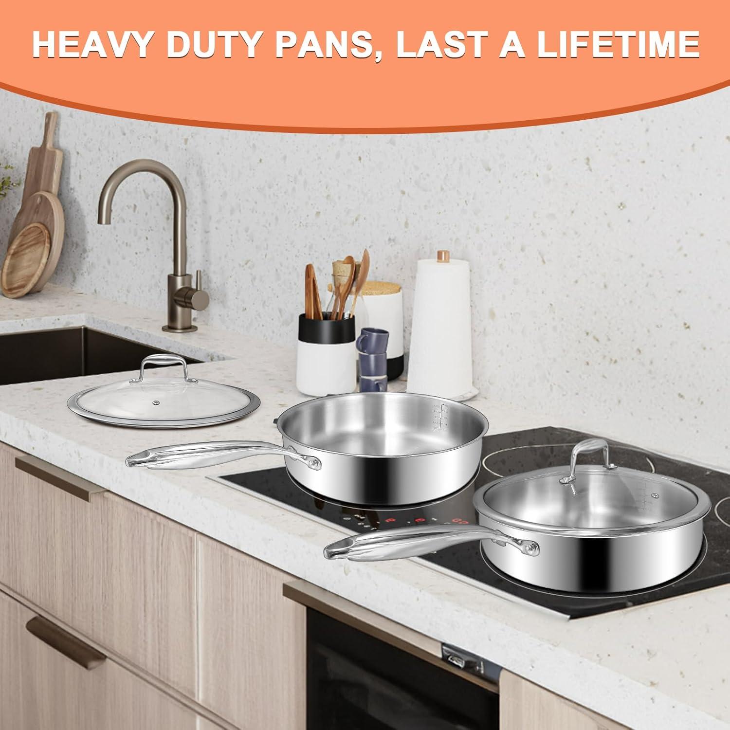 Sartén Profunda EWFEN de Acero Inoxidable 30 cm con Tapa