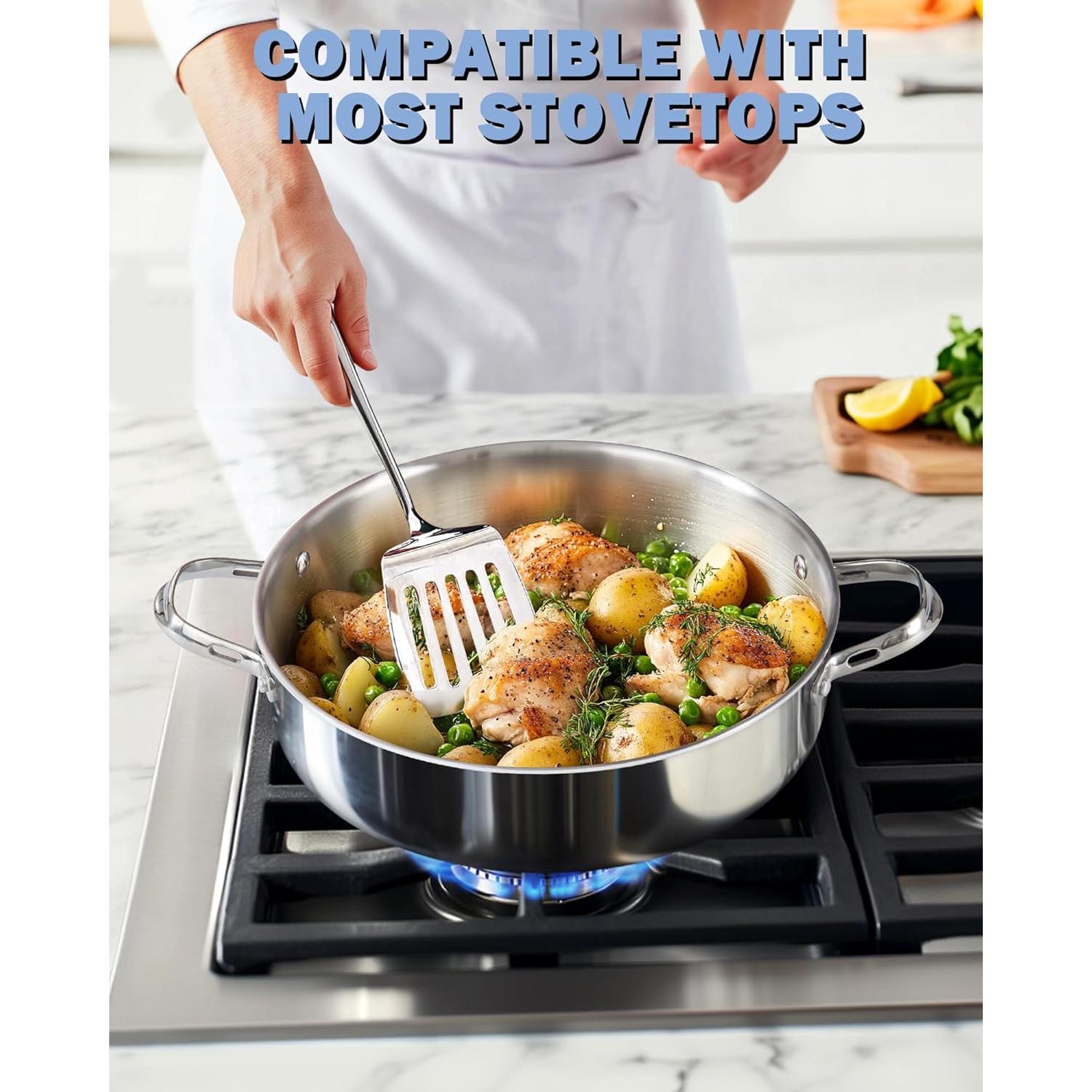 Sartén Profunda Cooks Standard 5.5 QT Acero Inoxidable 30.5 cm