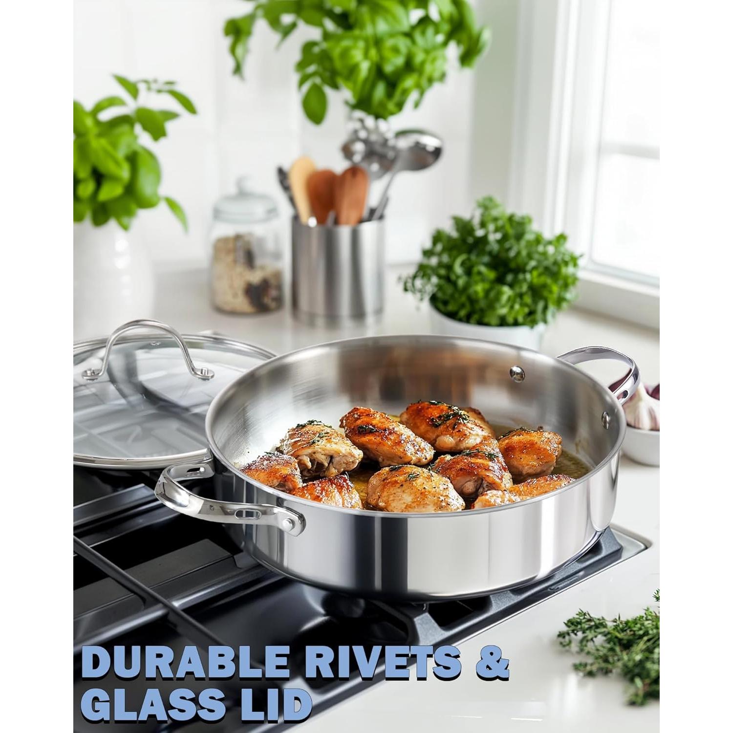 Sartén Profunda Cooks Standard 5.5 QT Acero Inoxidable 30.5 cm