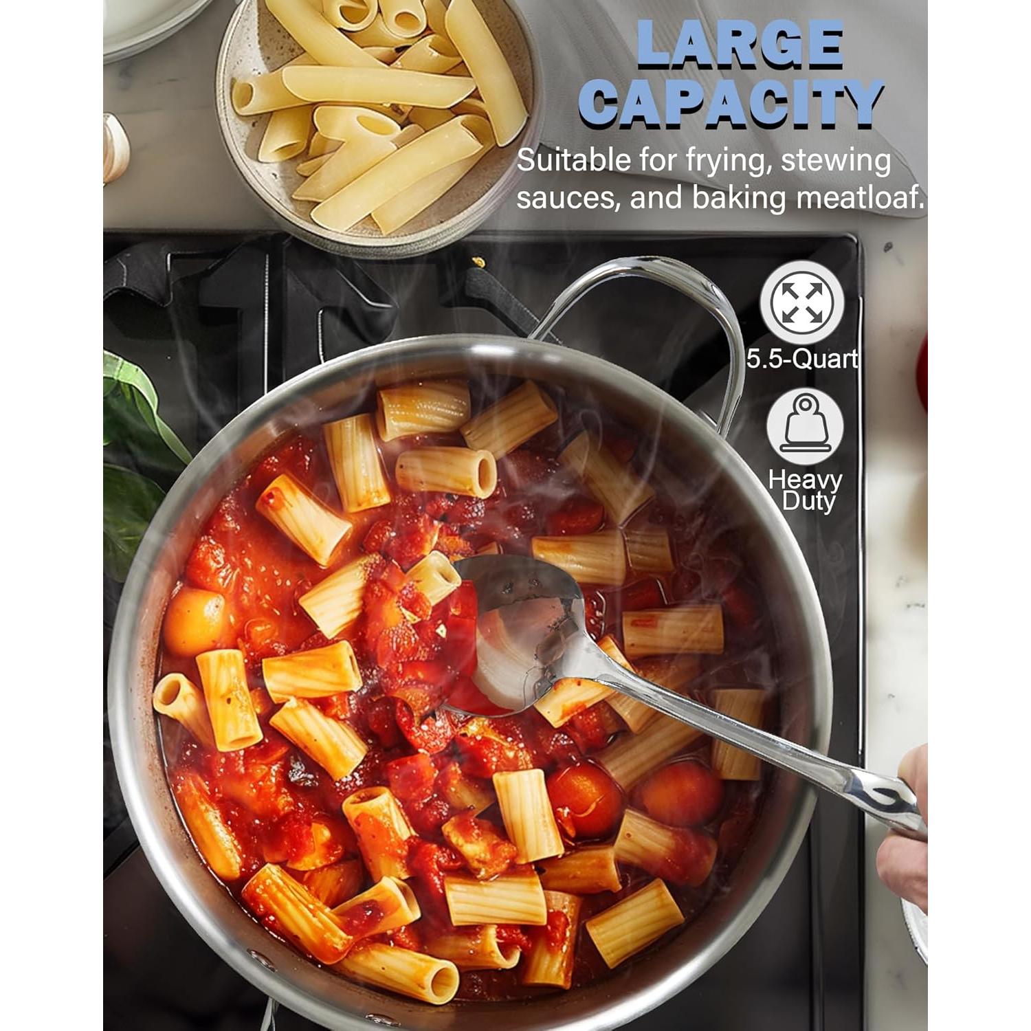 Sartén Profunda Cooks Standard 5.5 QT Acero Inoxidable 30.5 cm