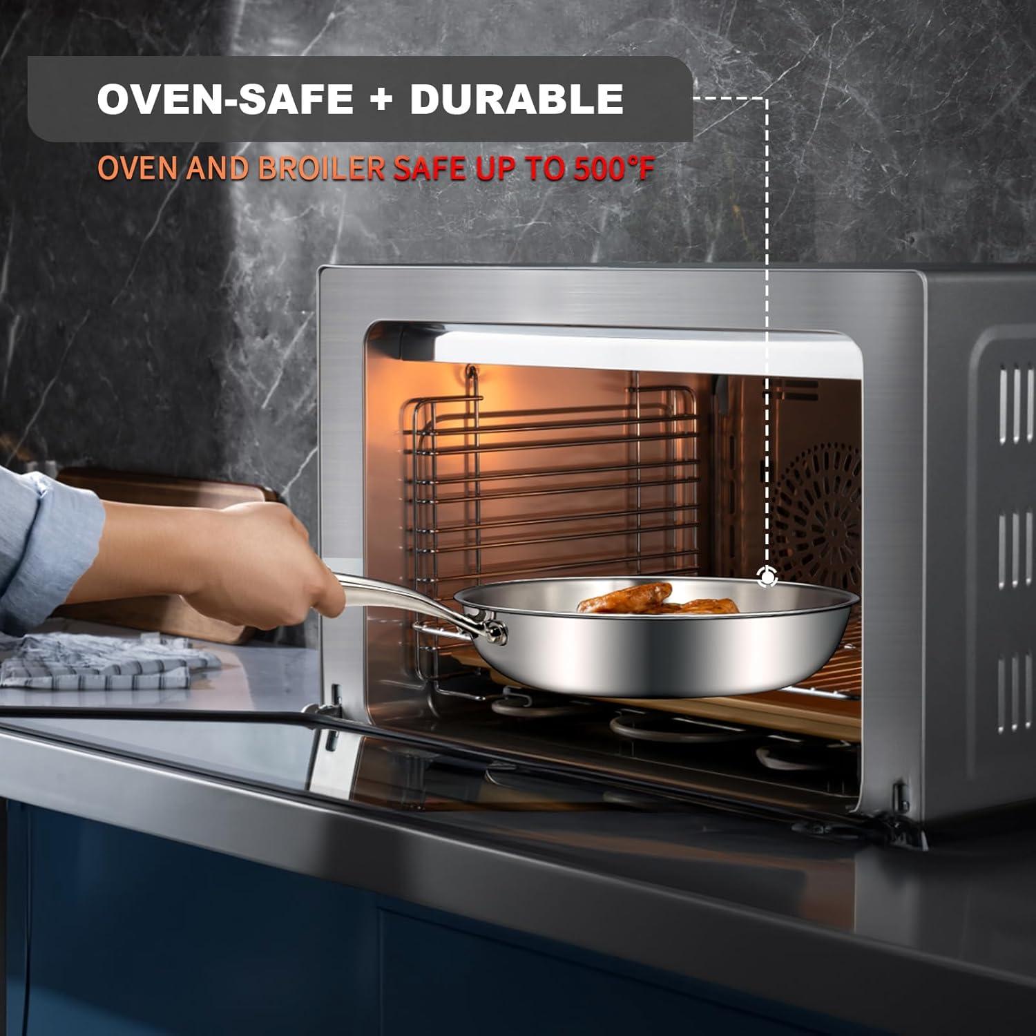 Sartén de Acero Inoxidable EWFEN 30 cm, Apta Inducción y Horno