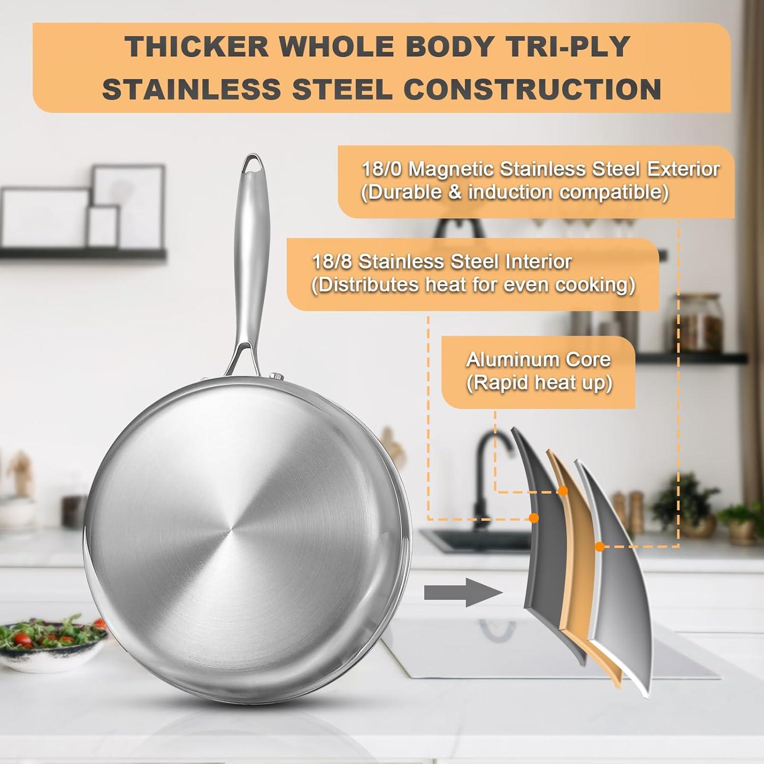 Sartén Profunda EWFEN 3QT Acero Inoxidable 10" Apta Horno