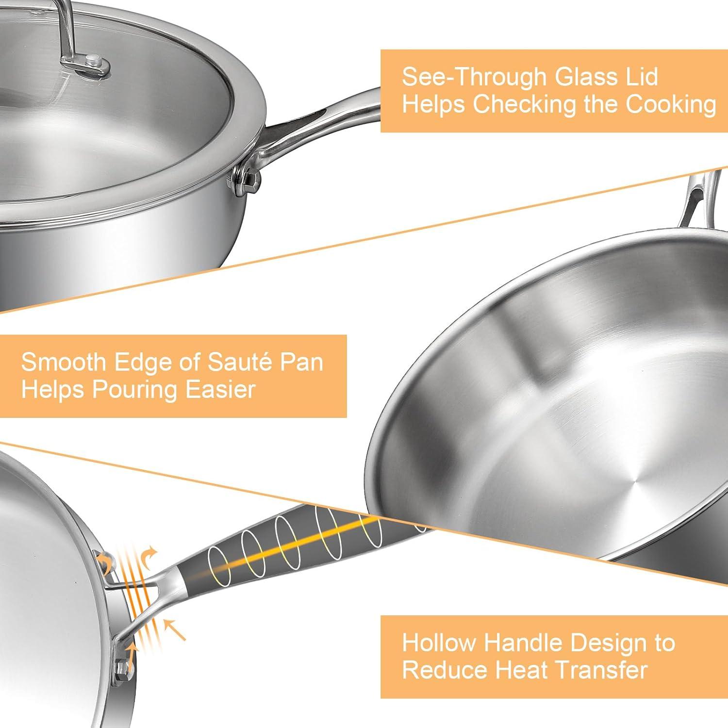 Sartén Profunda EWFEN 3QT Acero Inoxidable 10" Apta Horno