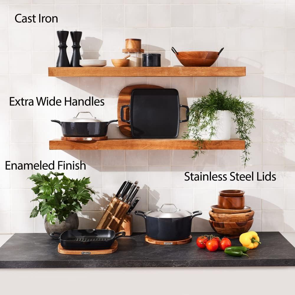 Sartén Cuadrada de Hierro Fundido All-Clad 28 cm con Trivet