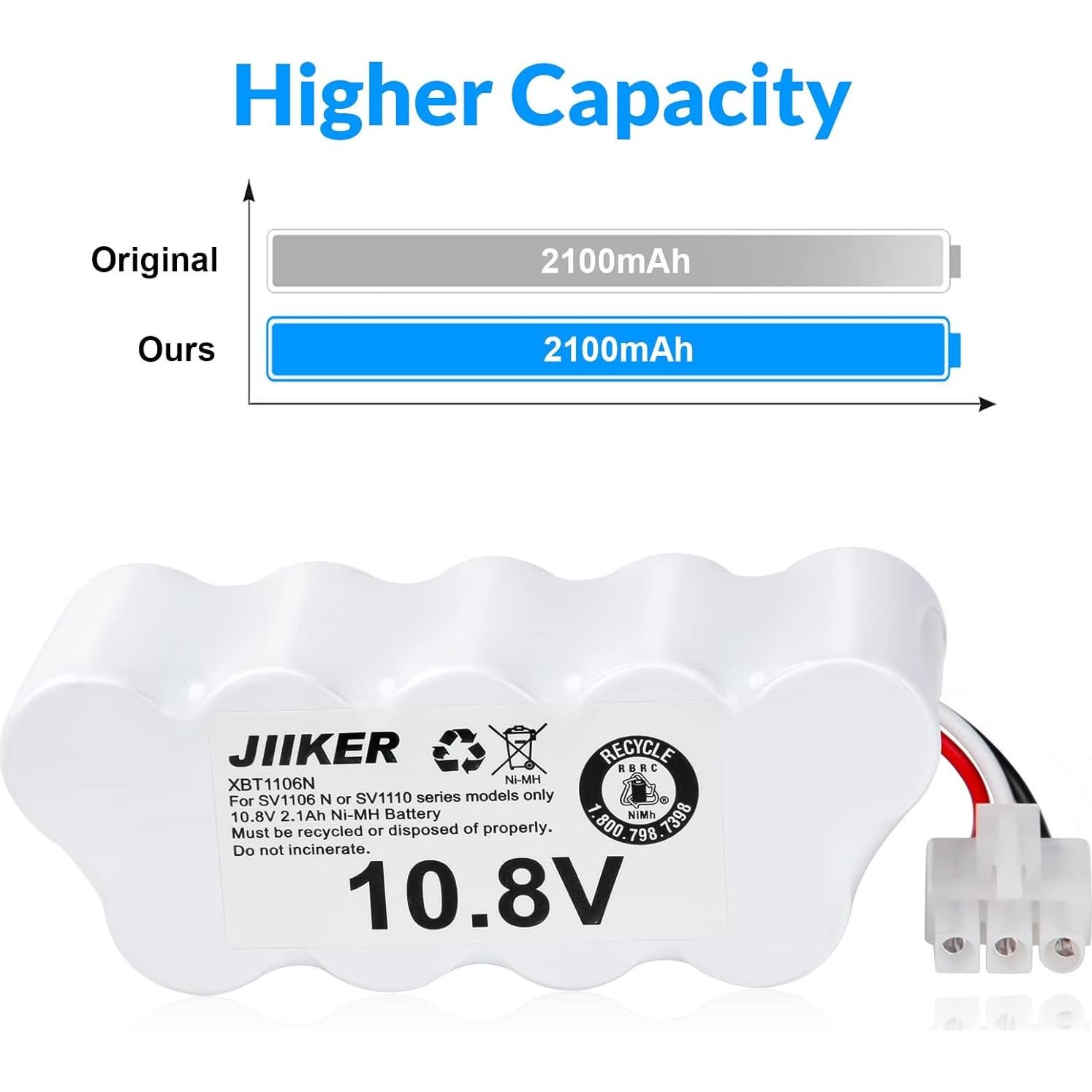 Batería de Reemplazo Shark XBT1106N 10.8V 2.1Ah Ni-MH