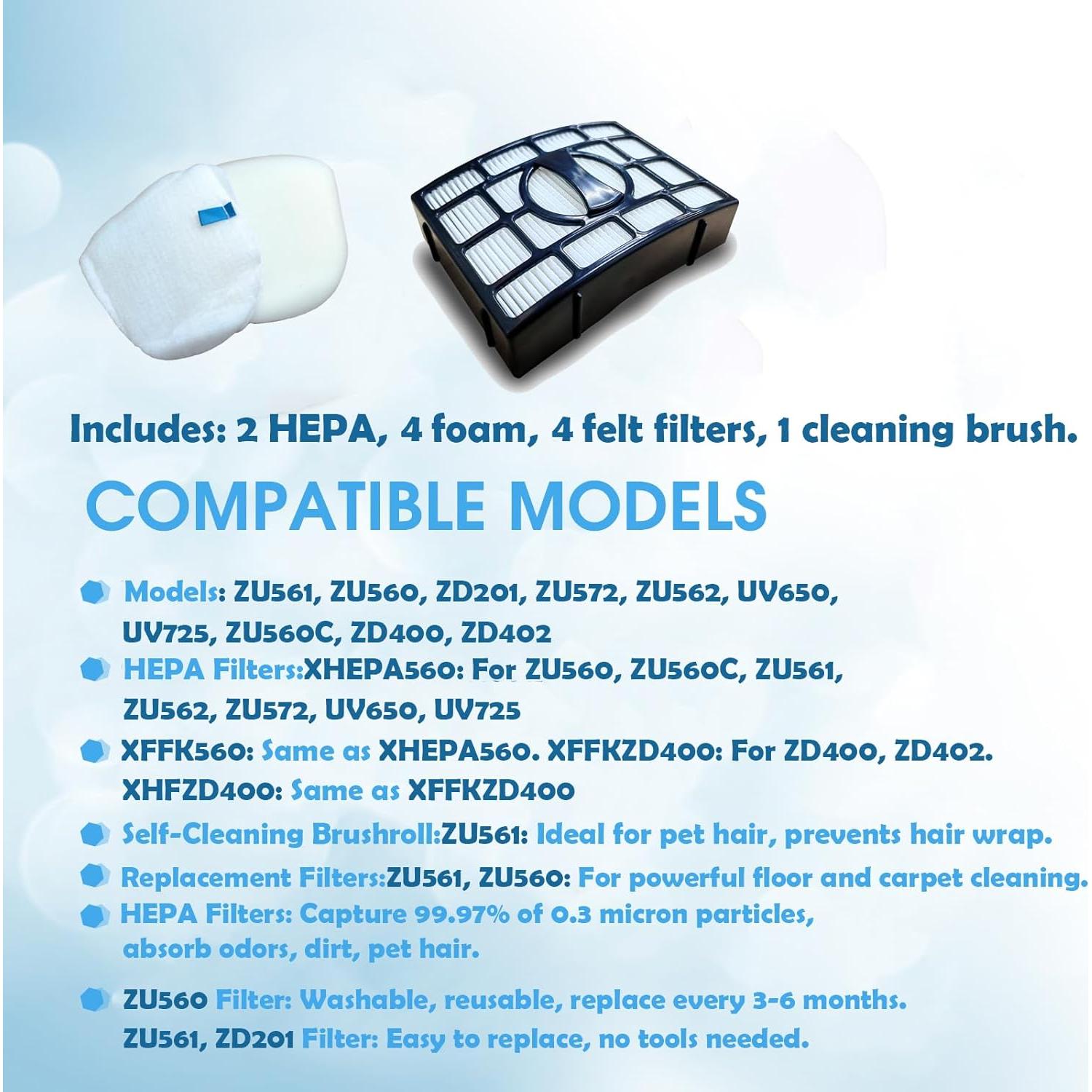 Filtro de Reemplazo Shark Navigator ZU561 ZU560 HEPA y Cepillo
