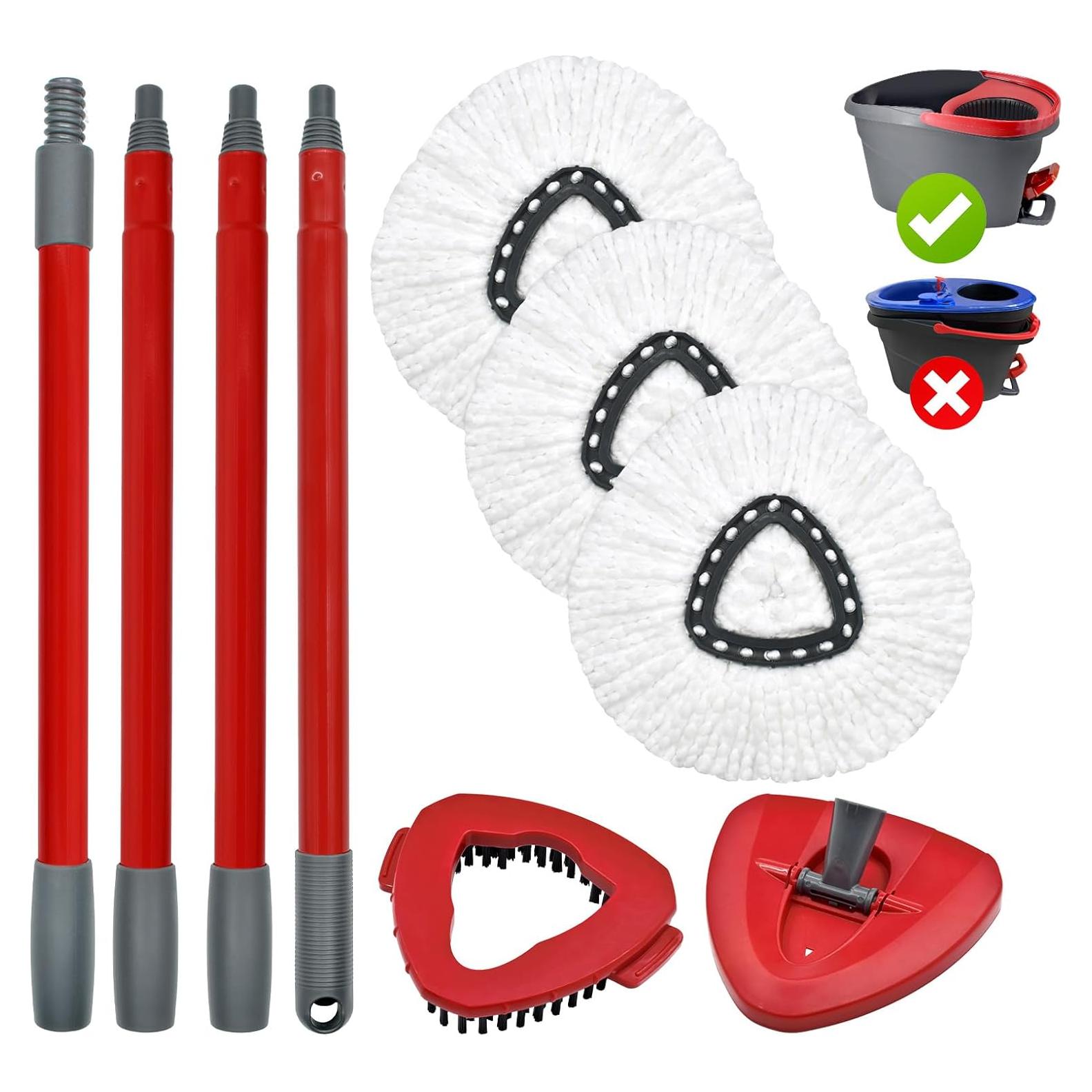 Juego de Reemplazo Mop O Cedar 3 Cabezas Microfibra + Cepillo