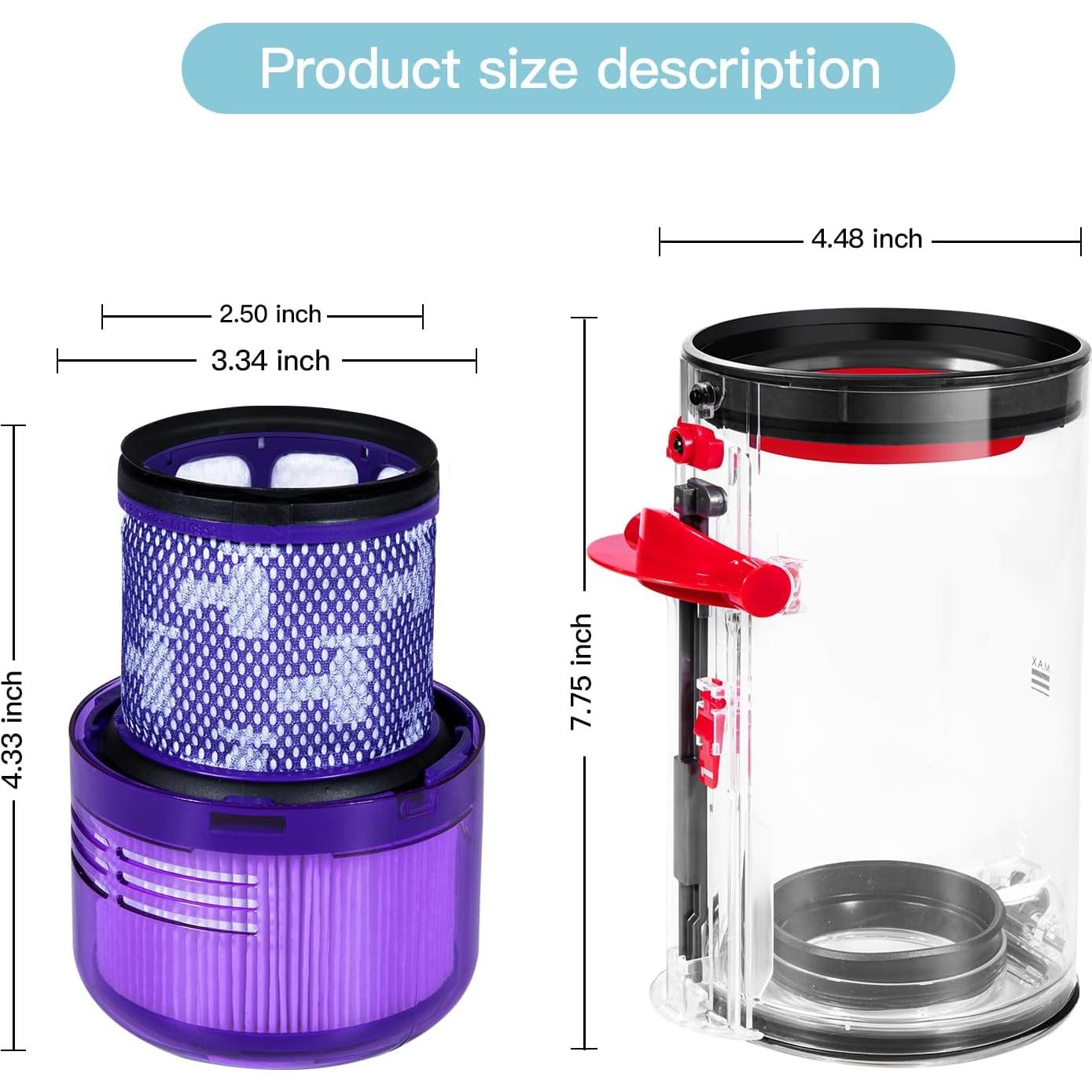 Cubo de Polvo y Filtro Reemplazo QINAN para Dyson V11 V15