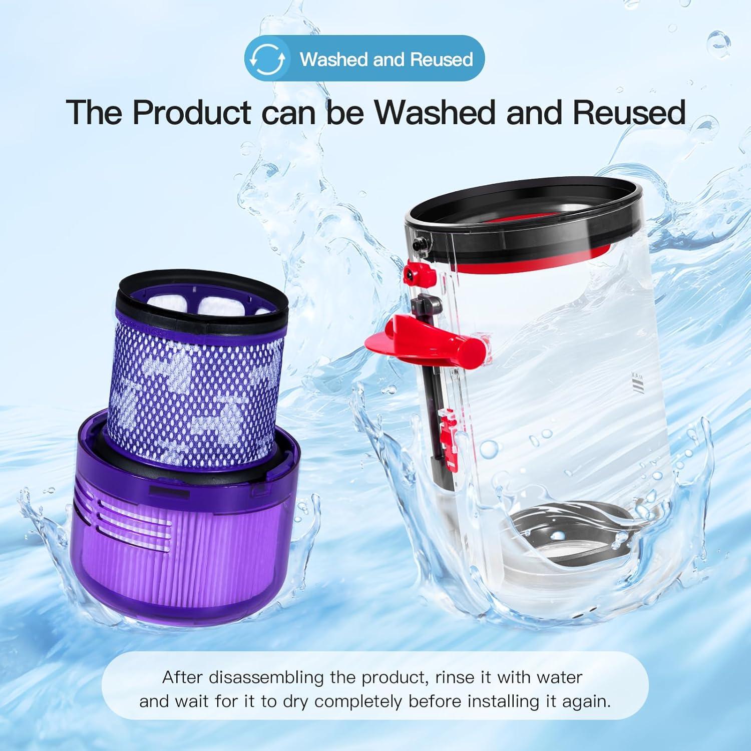 Cubo de Polvo y Filtro Reemplazo QINAN para Dyson V11 V15