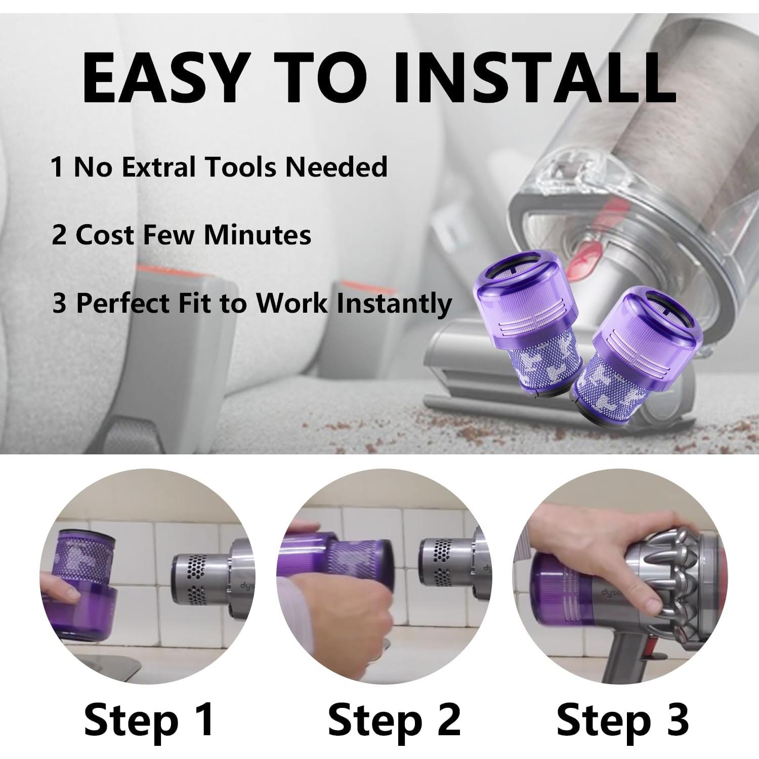 Improvedhand Filter Replacement for Dyson V11 Animal, V11 Torque Drive Detect Cordless Vacuum, Replace Part # 970013-02 (2 Pack)