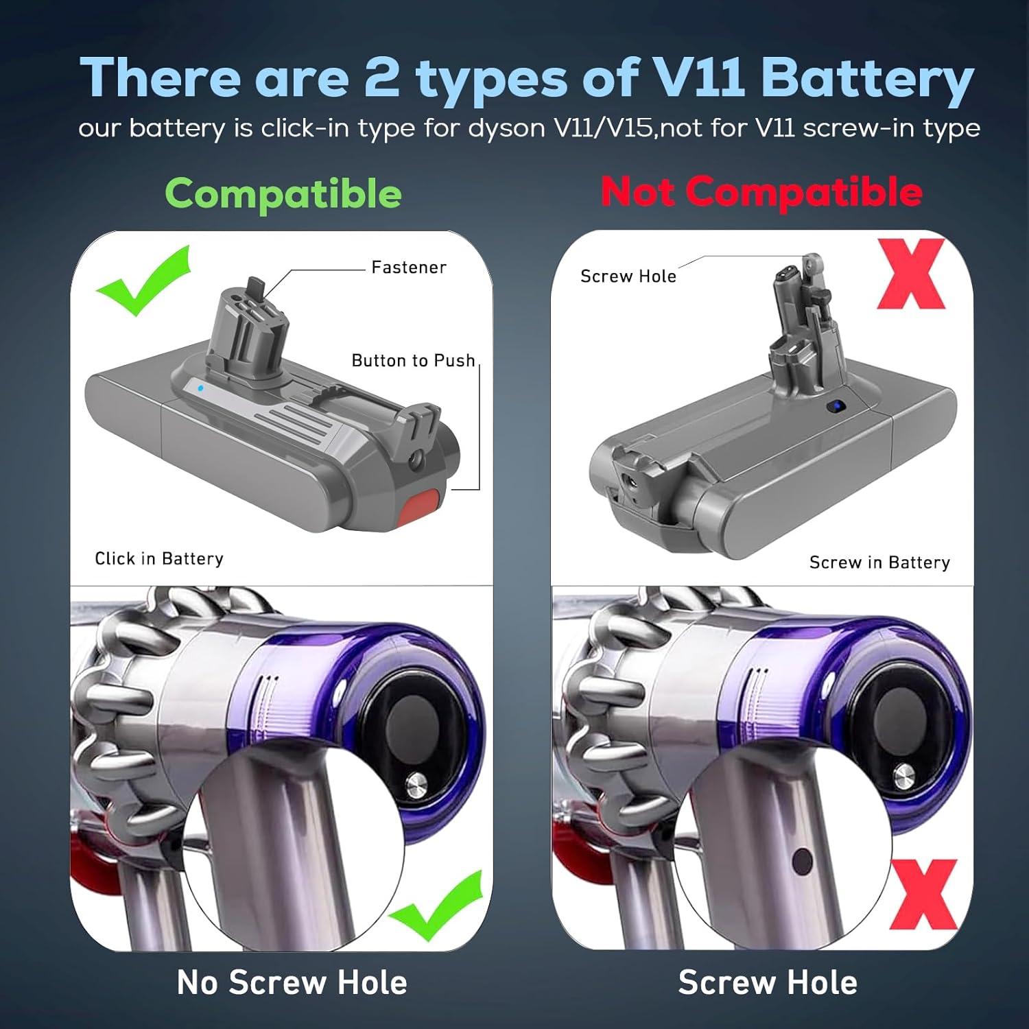 Batería Click-in 5000mAh 25.2V para Dyson V11 V15