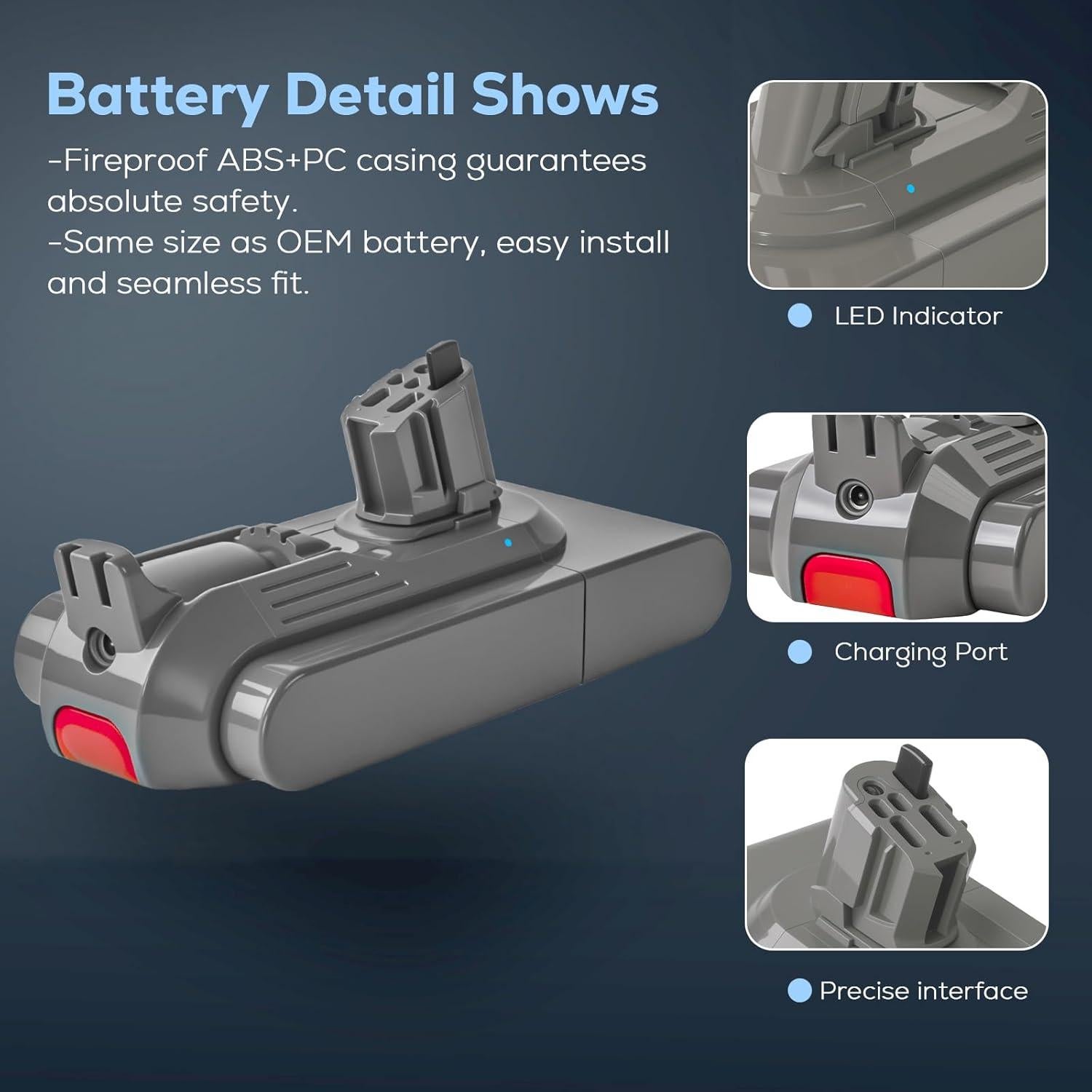 Batería Click-in 5000mAh 25.2V para Dyson V11 V15