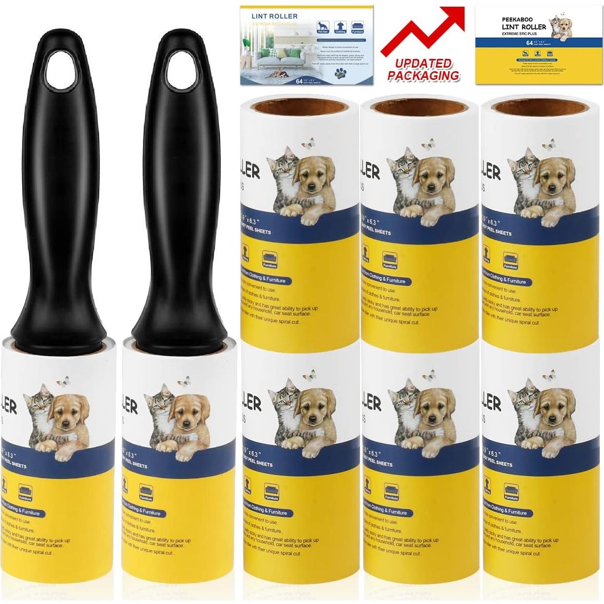 Rodillo Quitapelusas Adhesivo para Mascotas - Paquete de 8