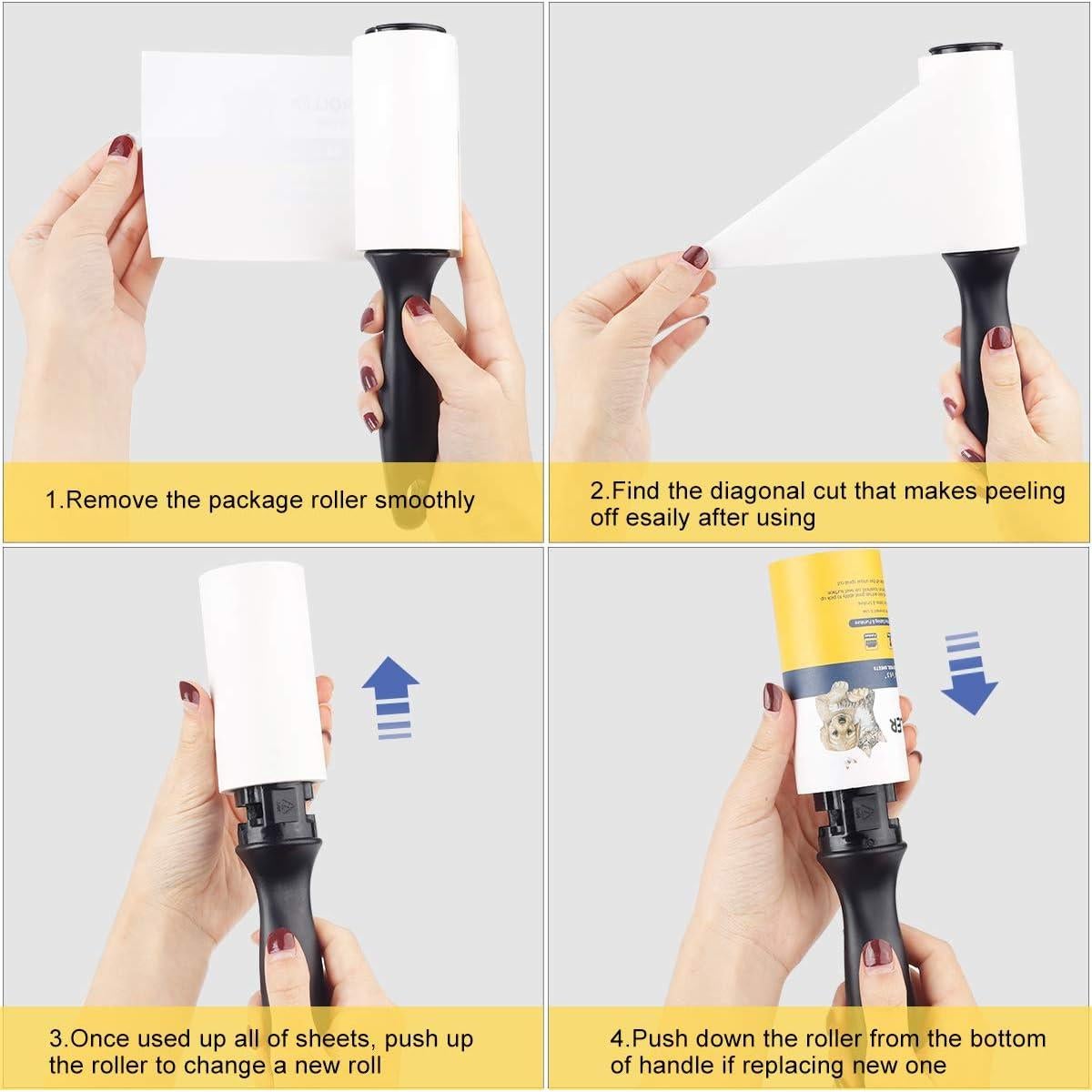 Rodillo Quitapelusas Adhesivo para Mascotas - Paquete de 8