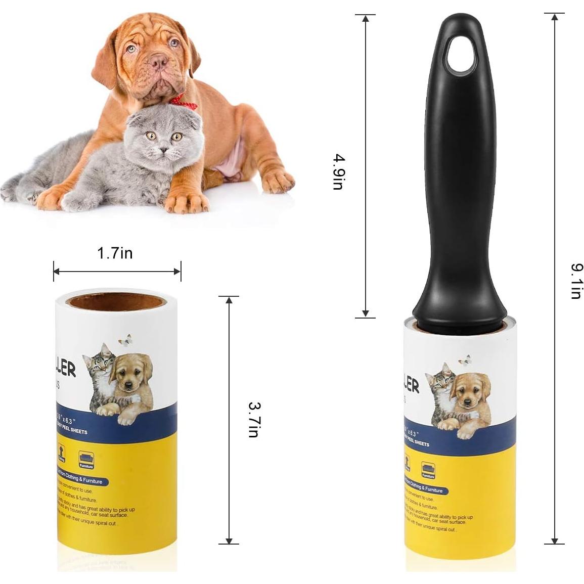 Rodillo Quitapelusas Adhesivo para Mascotas - Paquete de 8