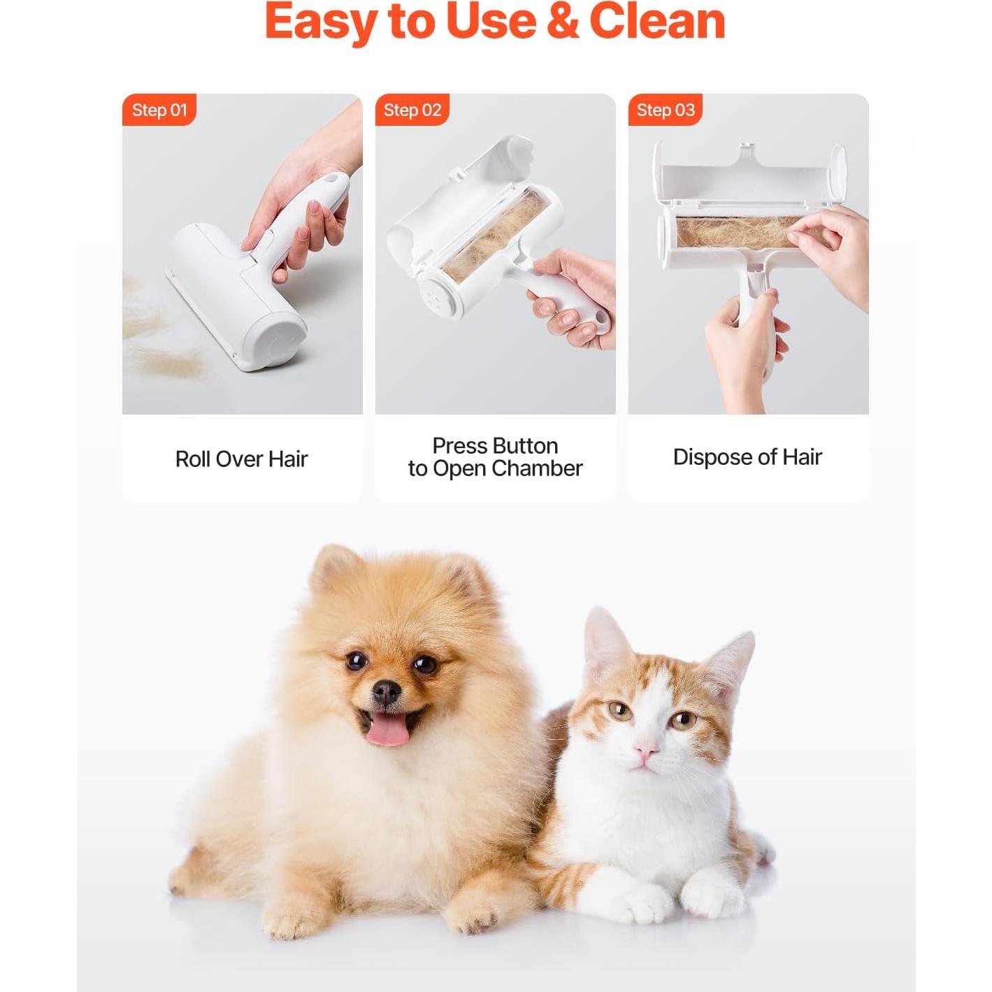 Rodillo Quitapelos Reutilizable VEVOR para Mascotas 36mm