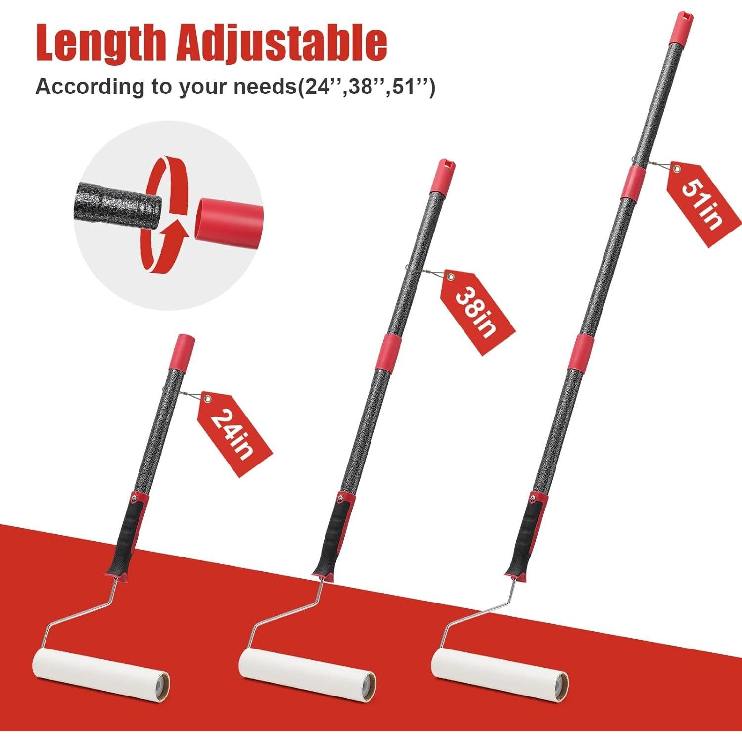 Rodillo de Pelusa Lcokeiy Extra Ancho 24 cm Ajustable 129.5 cm