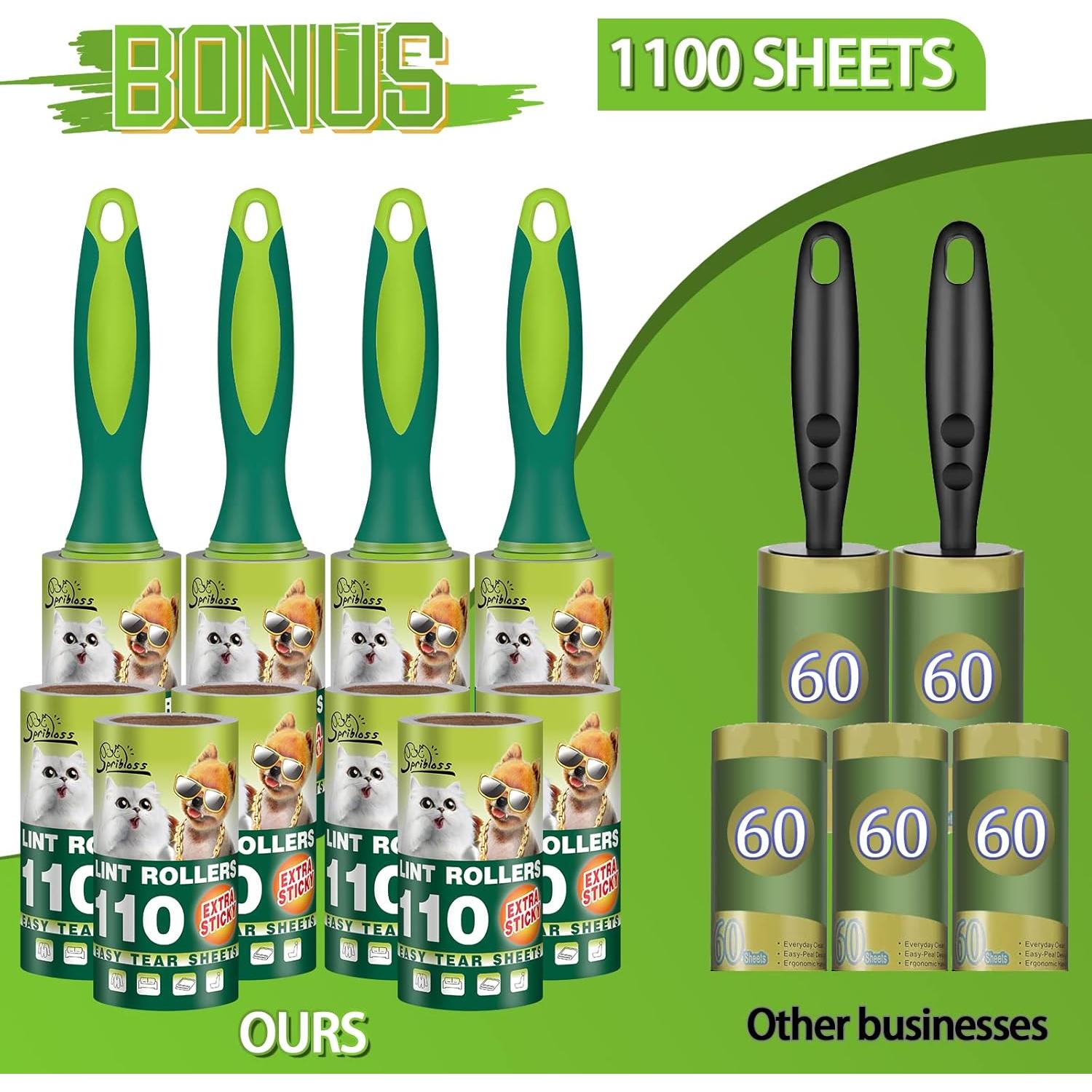 Rodillo Adhesivo SPRIBLOSS para Pelo de Mascotas - 1100 Hojas