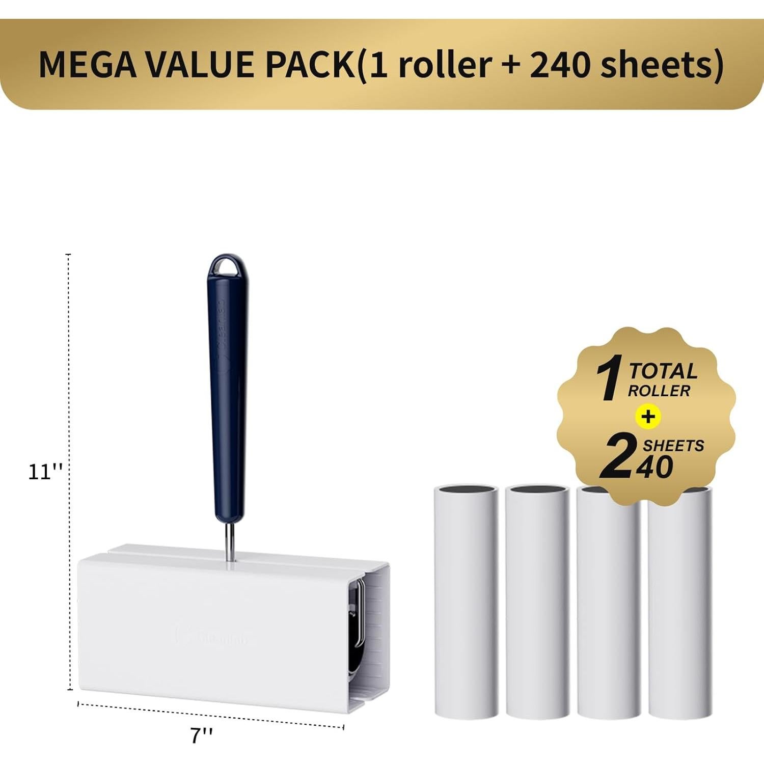 Rodillo de Pelusa JoviQ Extra Pegajoso 16 cm con 240 Hojas