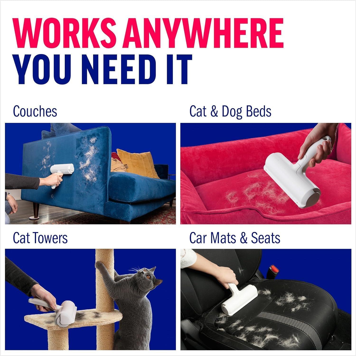 Removedor de Pelo de Mascotas Fluffy Paws - Rodillo Reutilizable Multi-Superficie