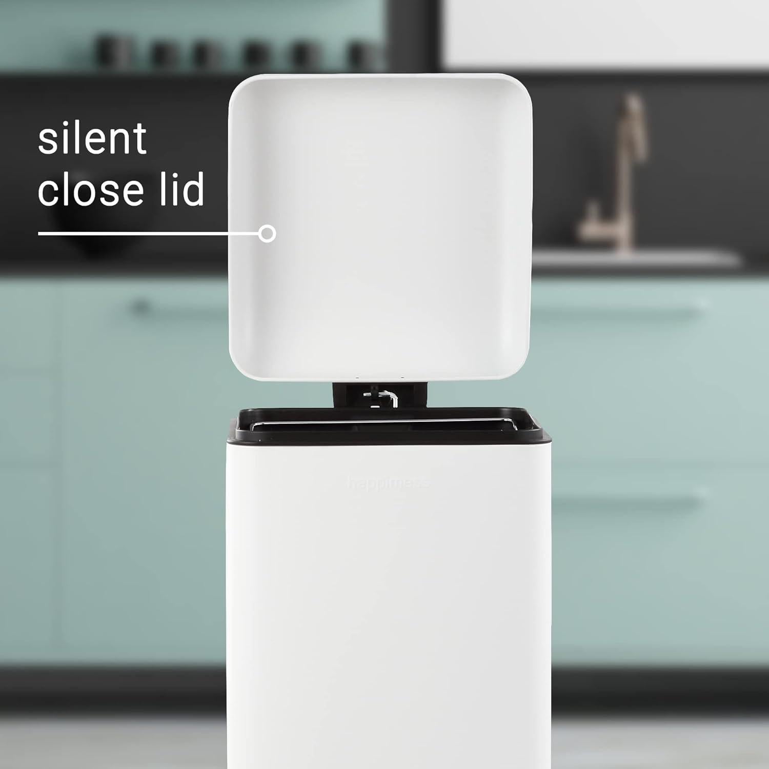 Basurero Happimess HPM1007A 30.28L Blanco Cierre Suave