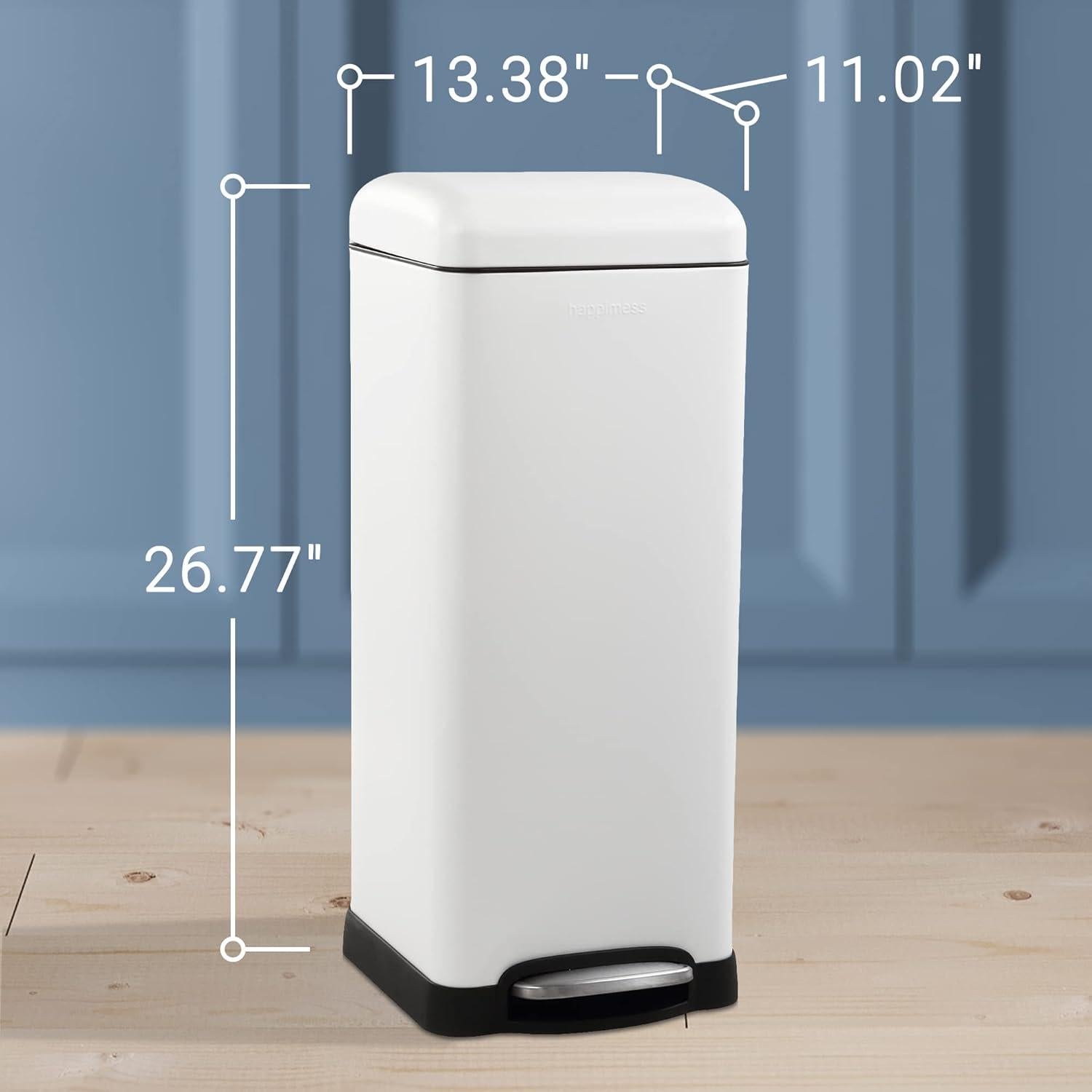 Basurero Happimess HPM1007A 30.28L Blanco Cierre Suave