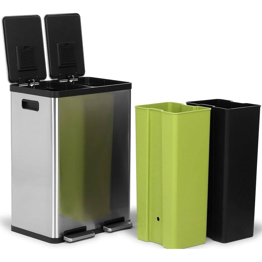 Basurero Doble Compartimento Simpli-Magic 60L Acero Inoxidable