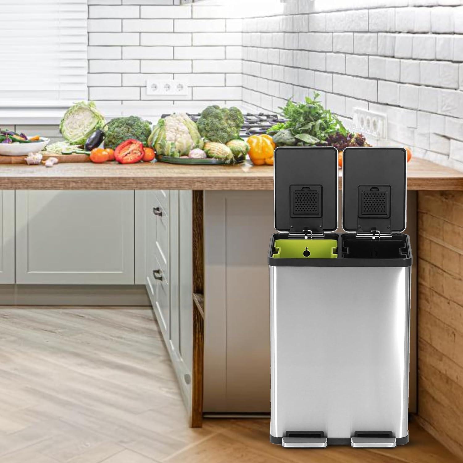 Basurero Doble Compartimento Simpli-Magic 60L Acero Inoxidable